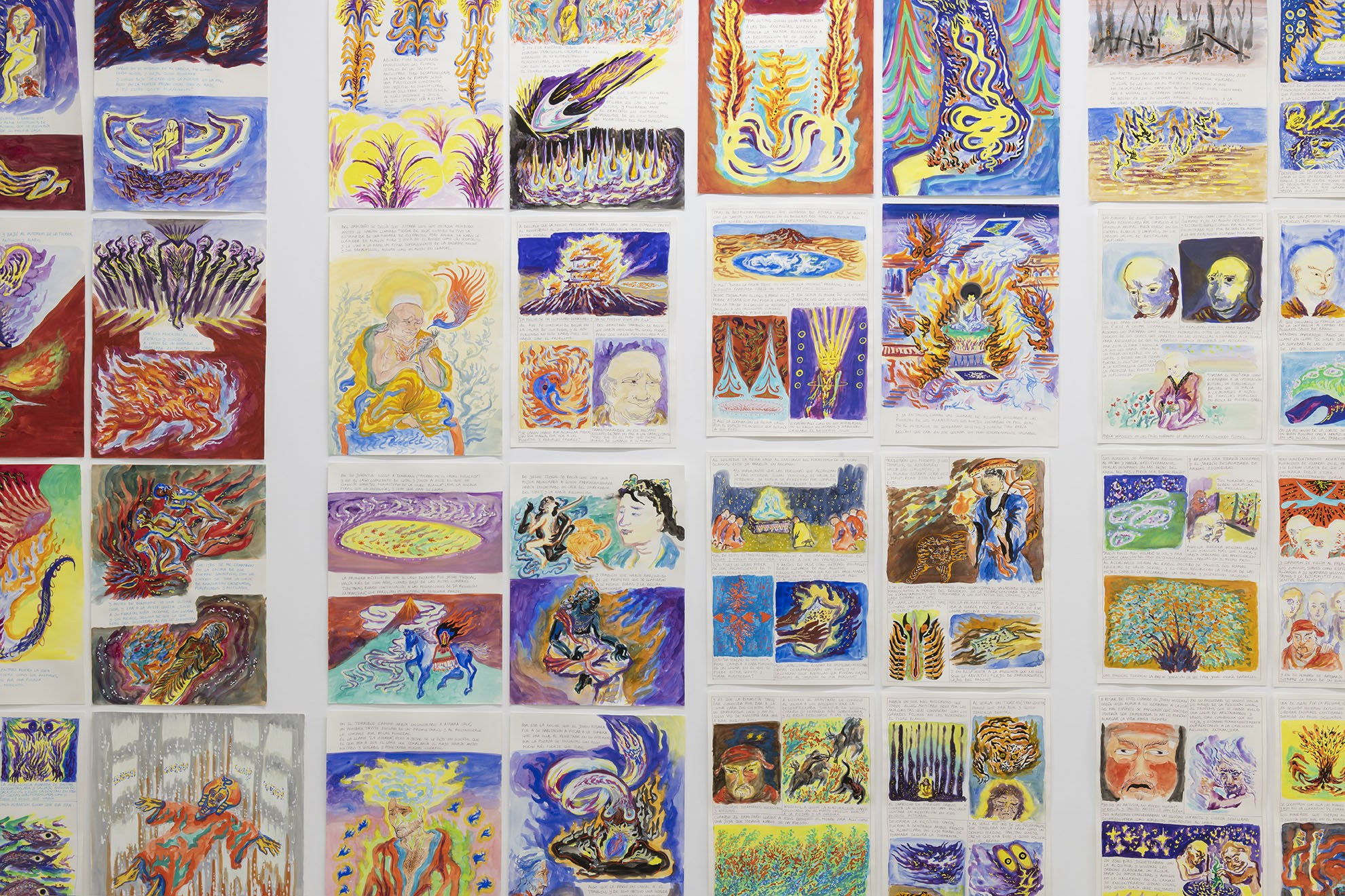 Art Histories, exhibition detail of the installation, Aldo Urbano, gouasche on paper, Bombon projects, 2023