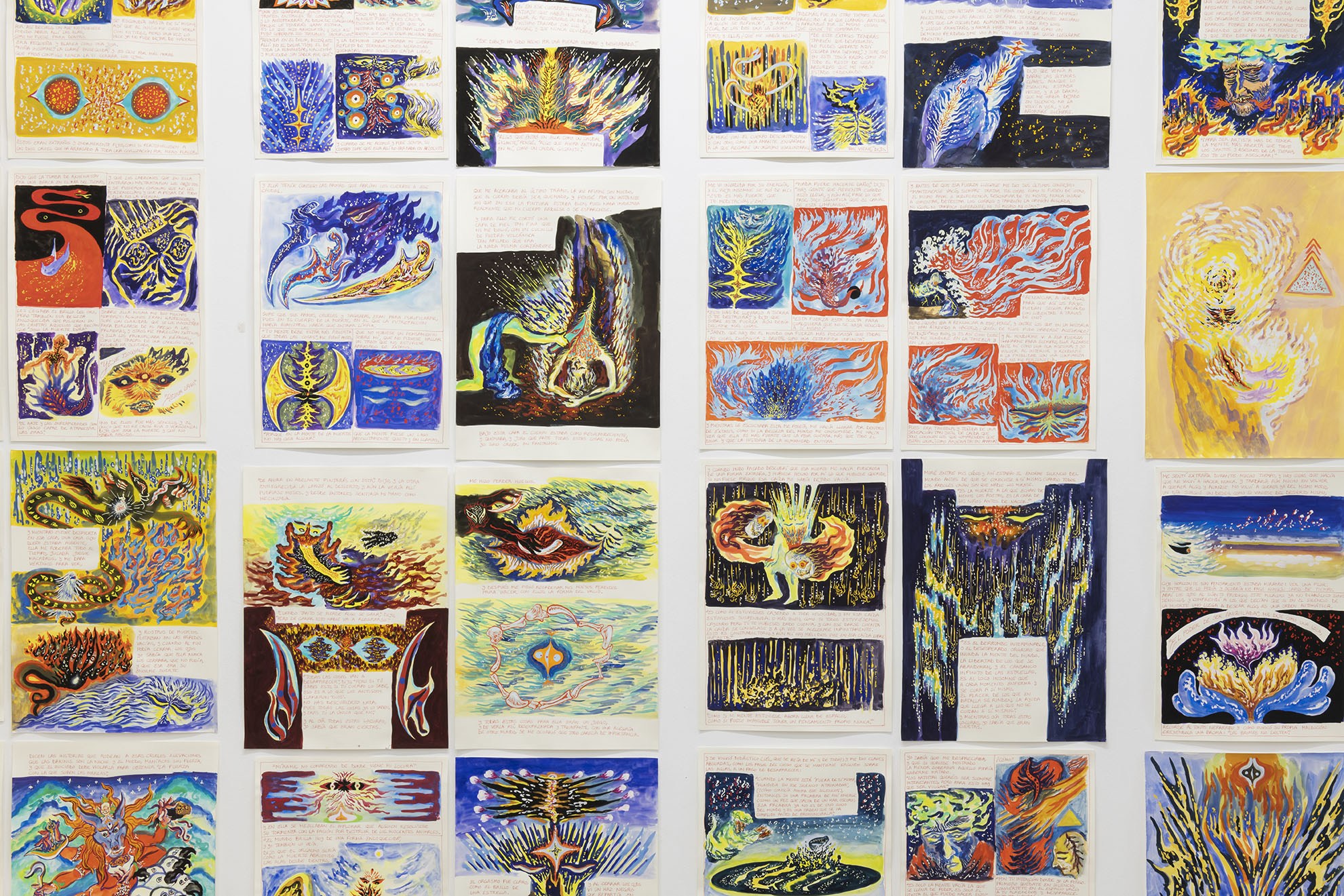 Art Histories, exhibition detail of the installation, Aldo Urbano, gouasche on paper, Bombon projects, 2023