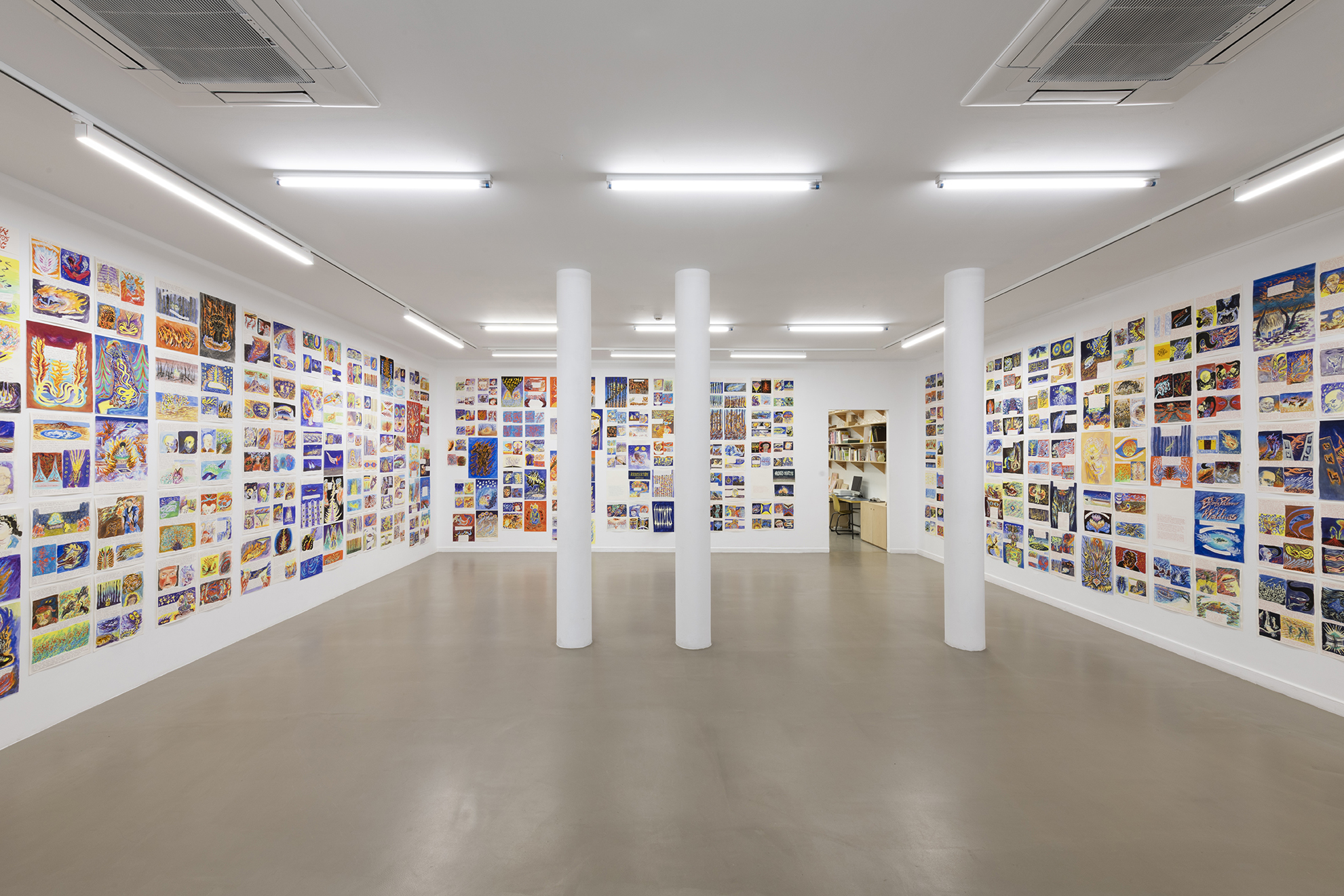 Art Histories, exhibition views of the installation, Aldo Urbano, gouasche on paper, Bombon projects, 2023