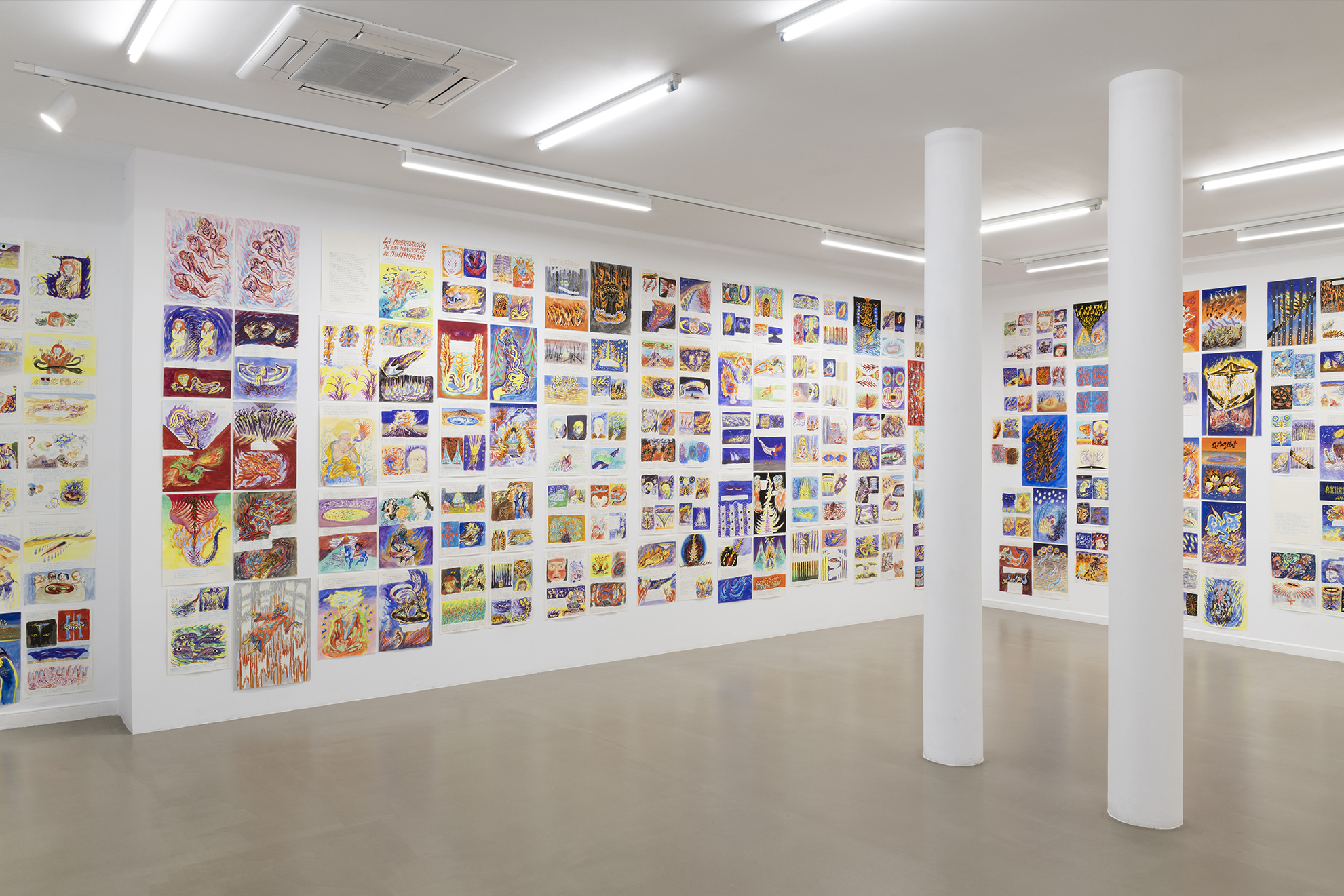 Art Histories, exhibition views of the installation, Aldo Urbano, gouasche on paper, Bombon projects, 2023