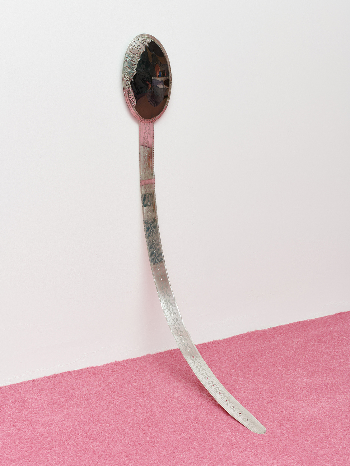 Arlette, XXXL Buckle Belt, 2022, Silver, resin coated photograph, 125 Ã— 17 Ã— 1.5cm