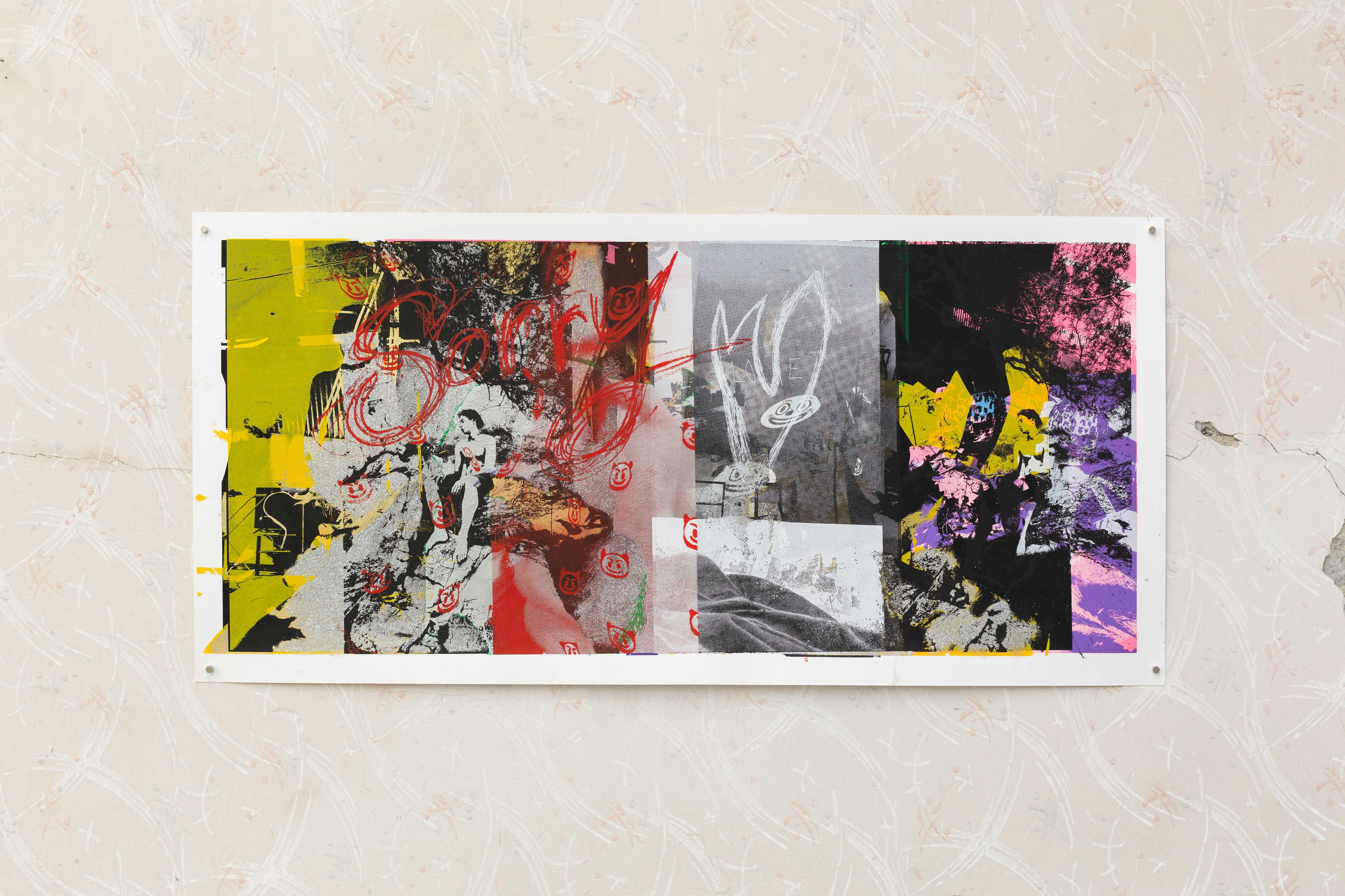 sorry for being not chill (deux Pastis II) silkscreen monoprint on 300g paper, 68 x 33 cm, 2022