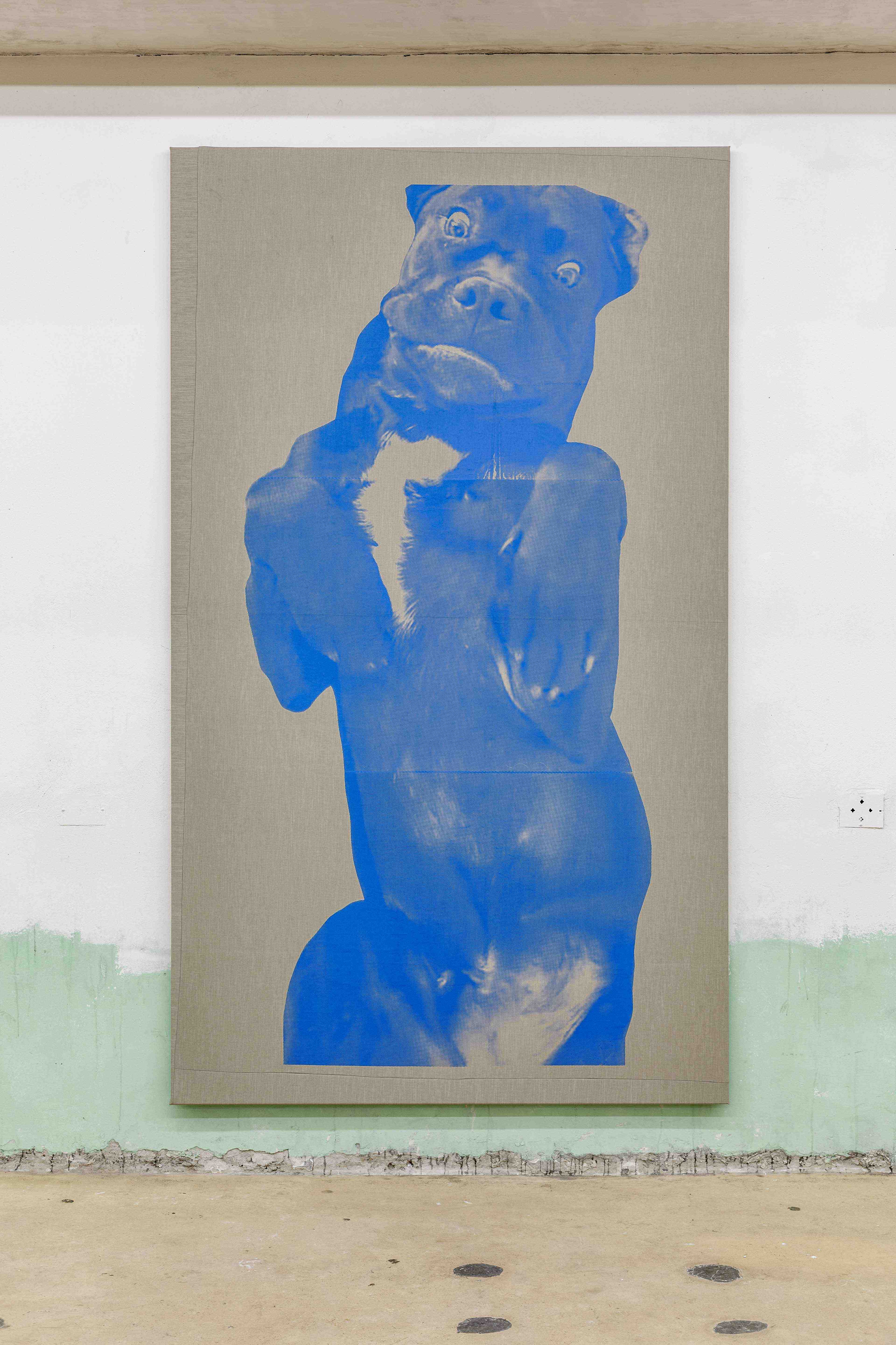 silly me still clings to the promise held in my memory of his glistening shell IV silkscreen on textile, 240 x 140 cm, 2022