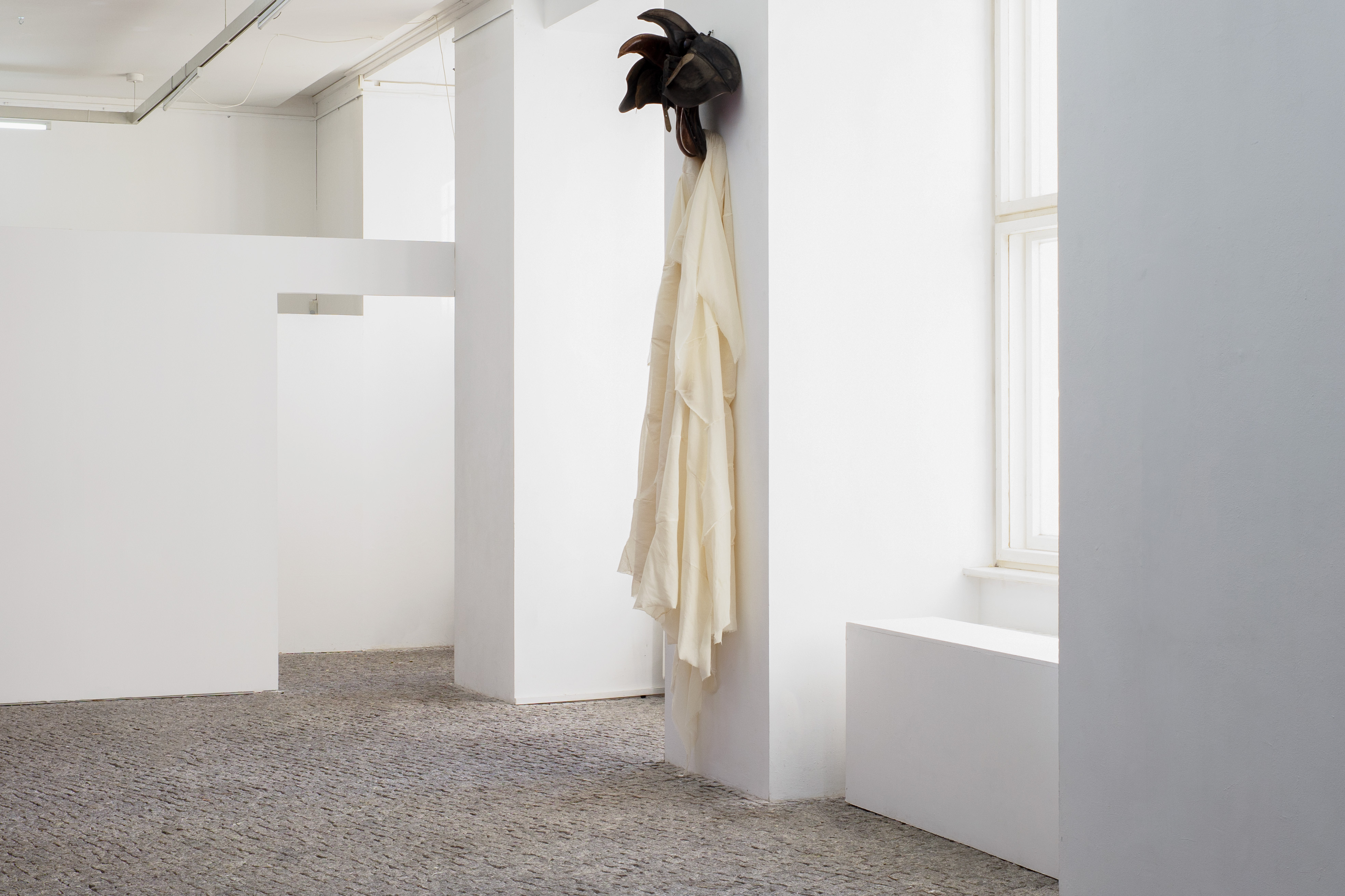 Alizée Gazeau, Untitled (Phaéthon), 2021, horse saddle, cotton muslin, variable dimensions