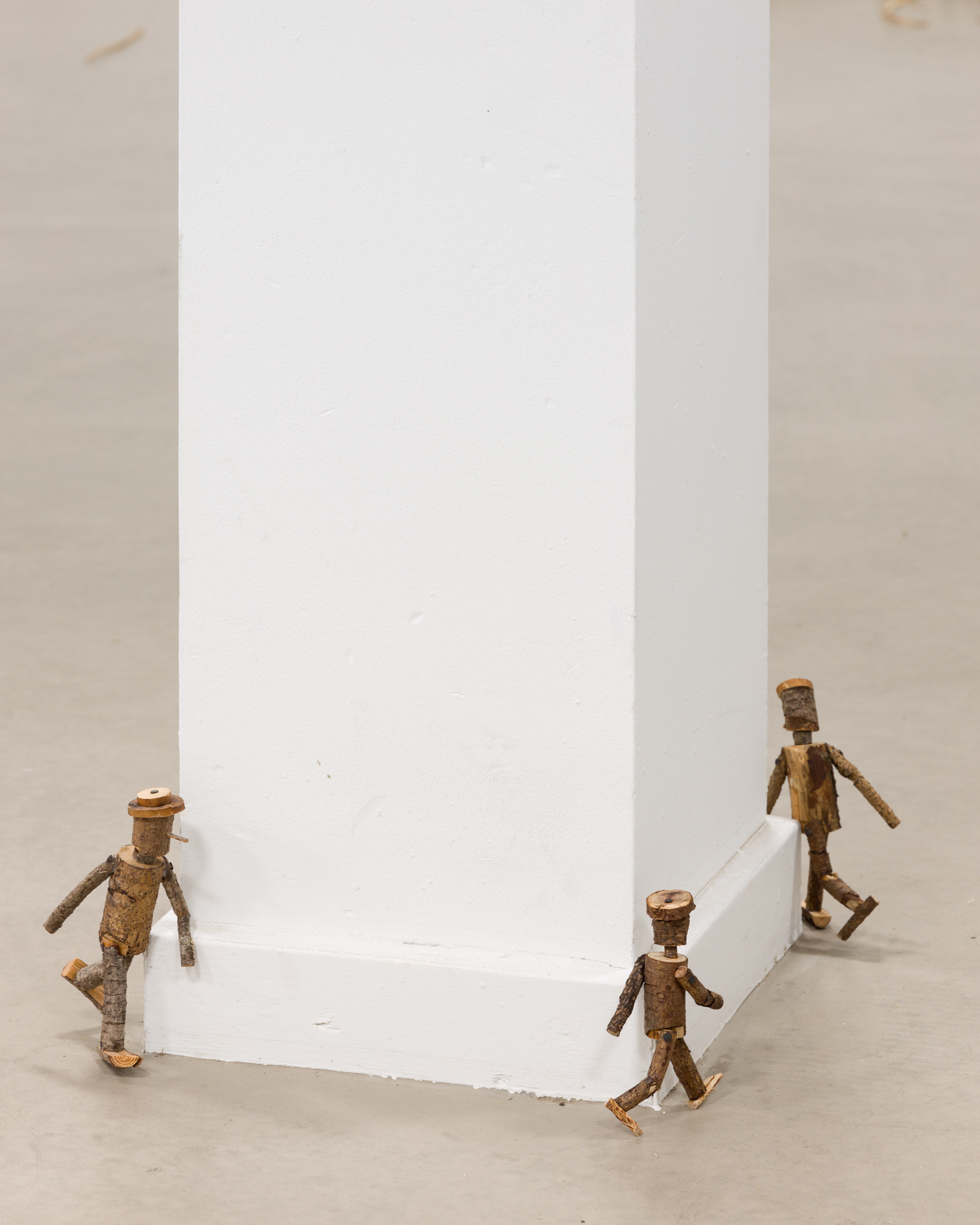 Lars Worm, "Wood Man 1-3", wood, glue, nails, 2022