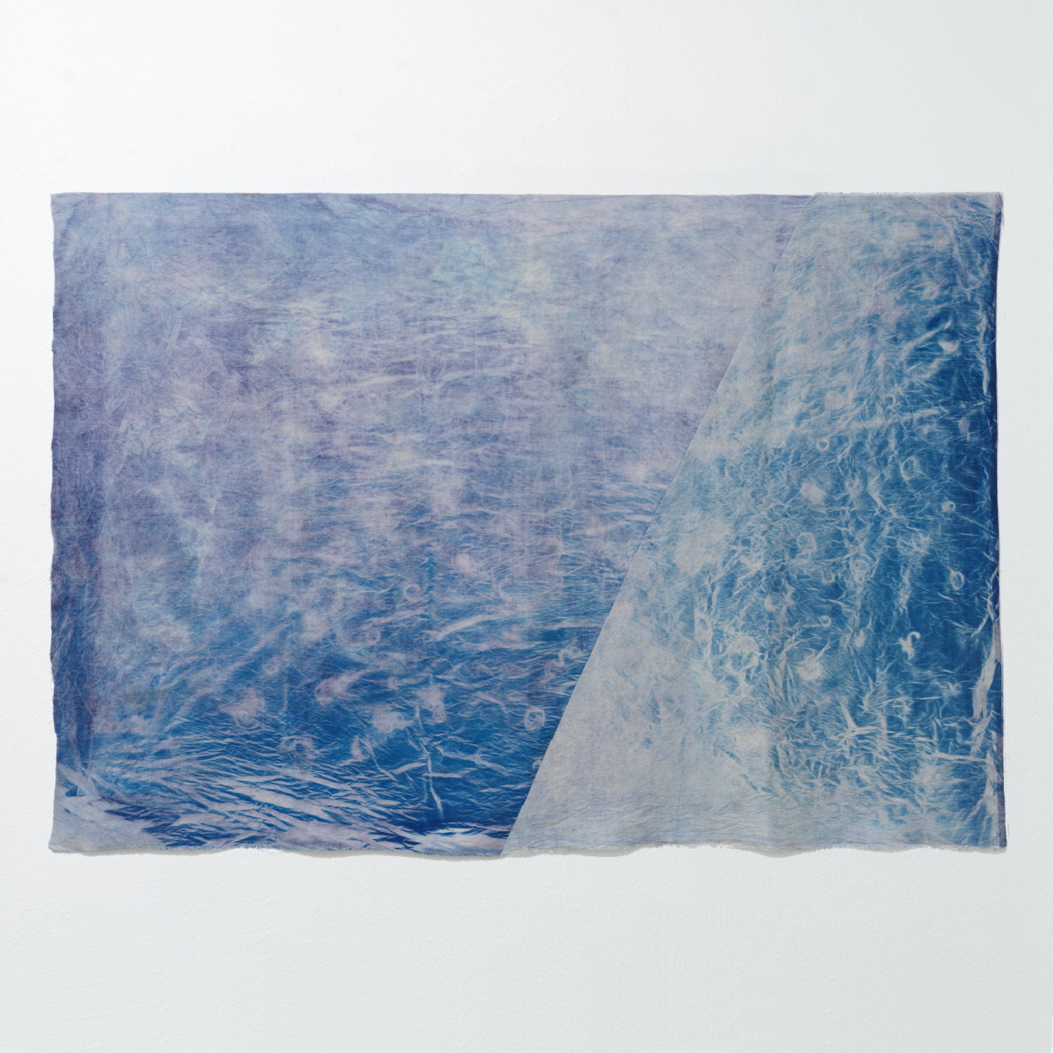 Dyveke Bredsdorff, âThe Fogâ, 2023. Cyanotype on heavy weight silk, 16 hours overnight exposure, 102.0 x 148.0 cm