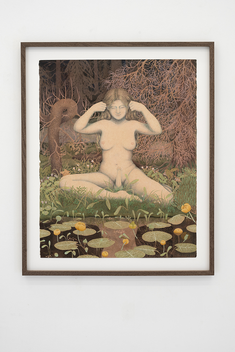 Oda Iselin SÃ¸nderland, "Gutterommet" ["Boyhood"], 2022 (Watercolour on paper, frame, 84 x 69 cm).