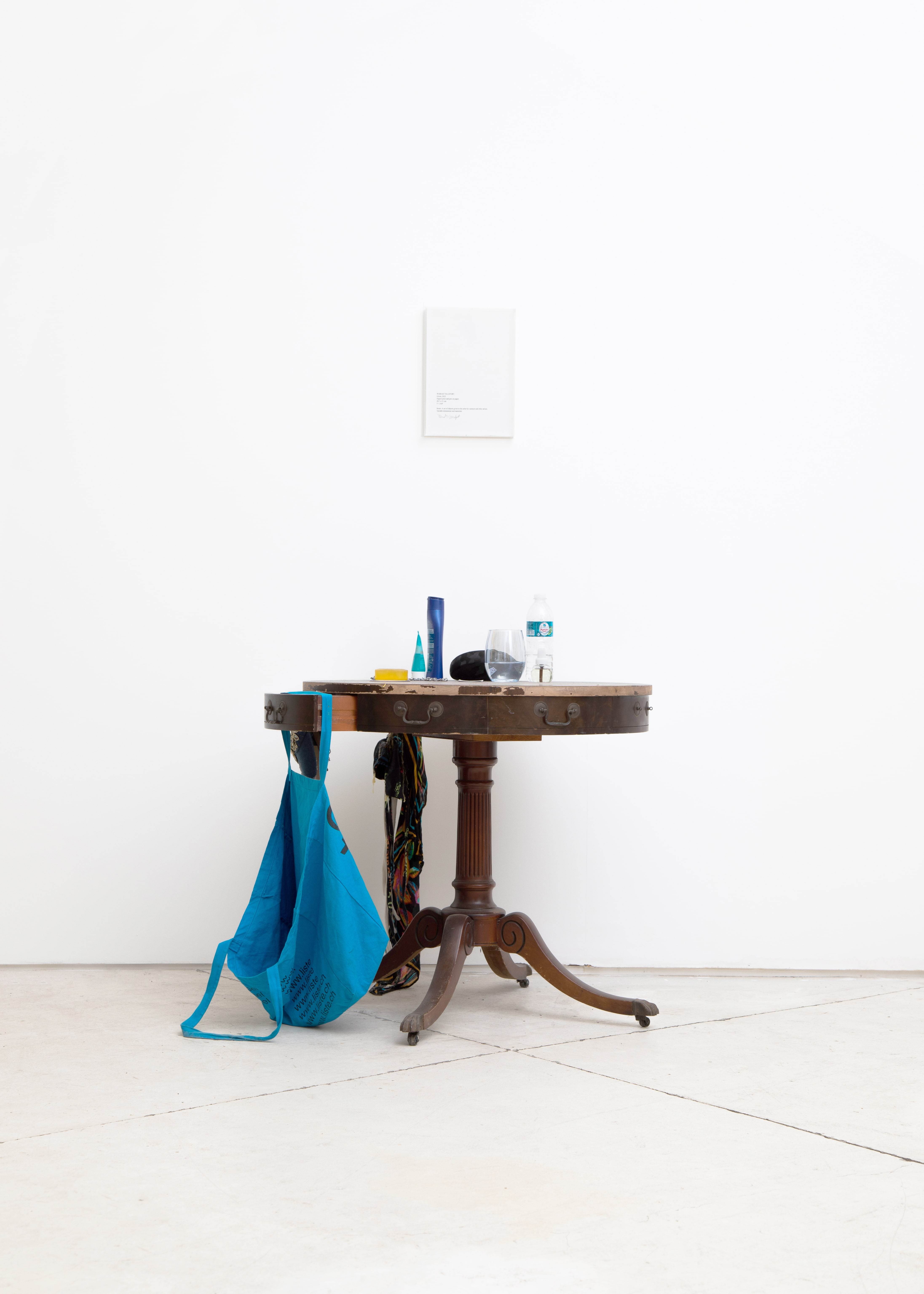 Wisrah Villefort. Given, 2022. A set of objects given to the artist by curators and other artists. Materials and dimensions variable.