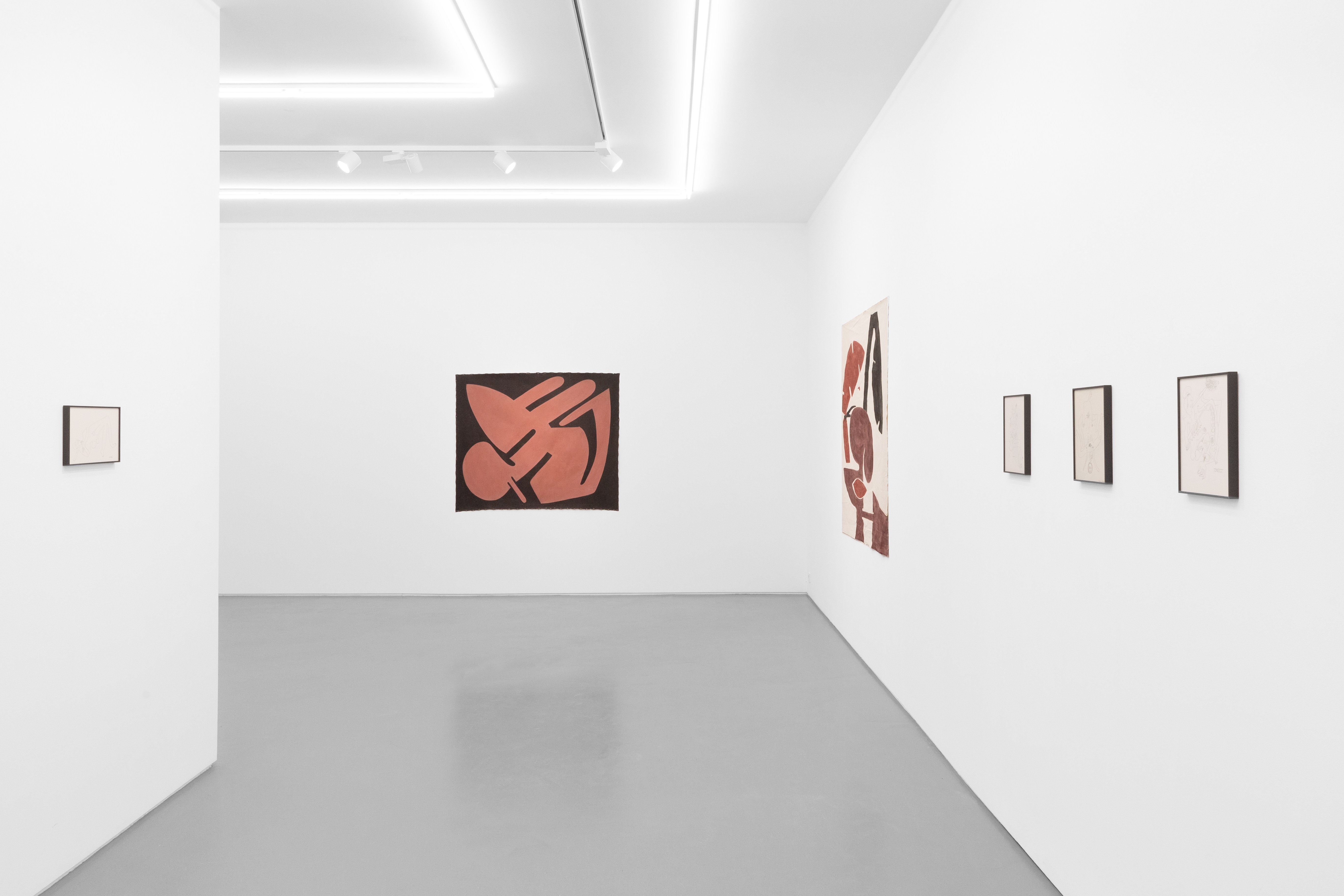 Installation view, Martina Kügler Terrapozzoli, Mountains, Berlin. Drawings courtesy of Freundeskreis Martina Kügler. Photo by Julie Becquart