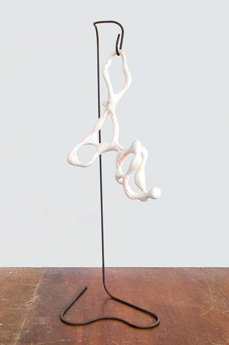 Vanessa da Silva, In Cycle, 2022, Steel, polystyrene, fibre coating, acrylic compound, styroplaster, pigment, soft pastel, Sculpture: 83 x 74 x 33 cm, Metal structure: 170 x 58 x 52 cm