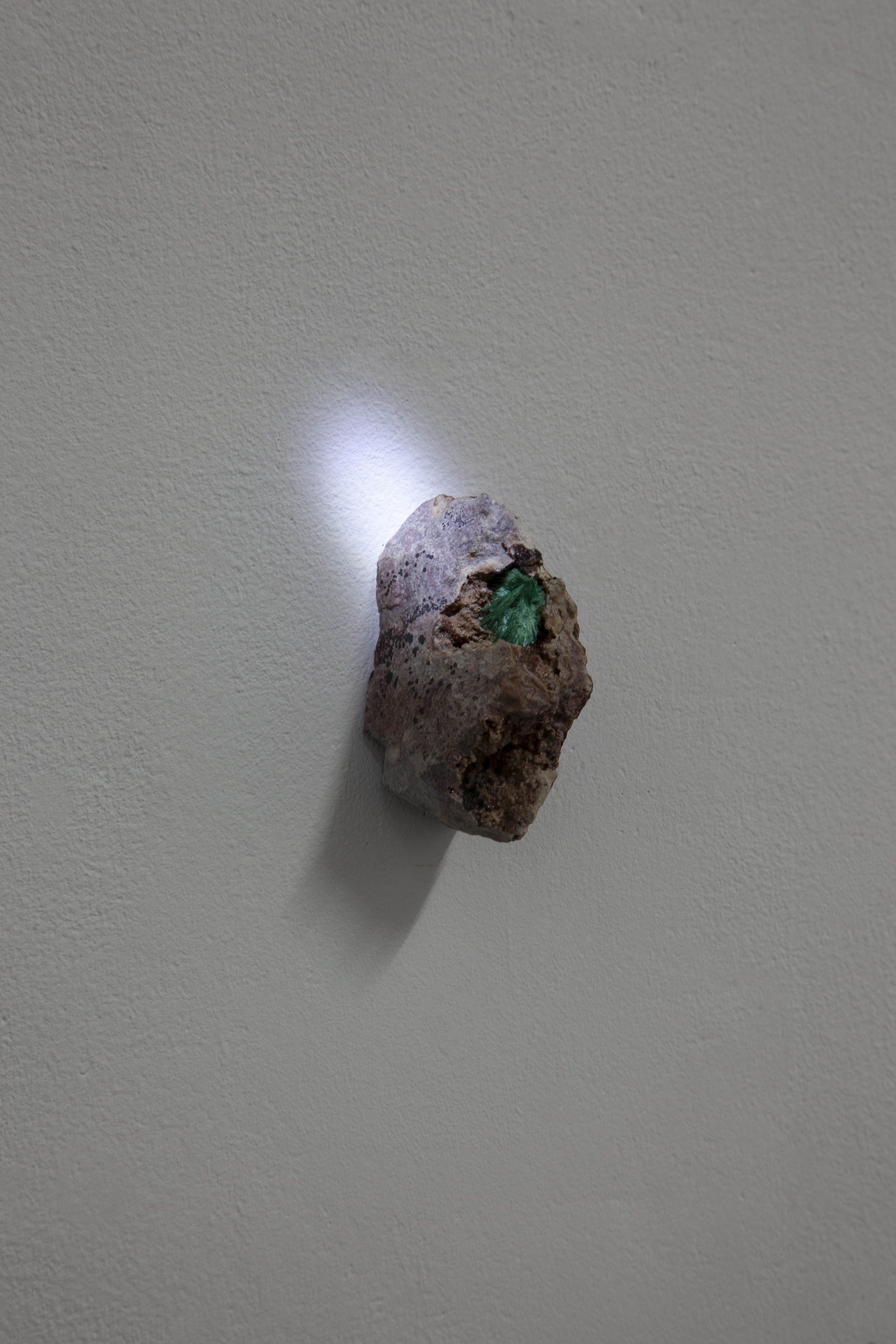 Birth, 2023 Fibrous malachite in matrix, projection, video loop