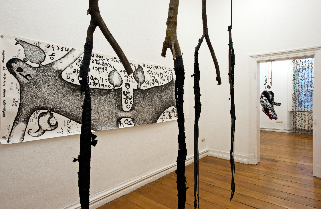Farkhondeh Shahroudi, gestern war ich so müde dass ich den tee gegessen habe, installation view, Kunstverein Arnsberg, 2023. Photo:Heiner Lieberum.