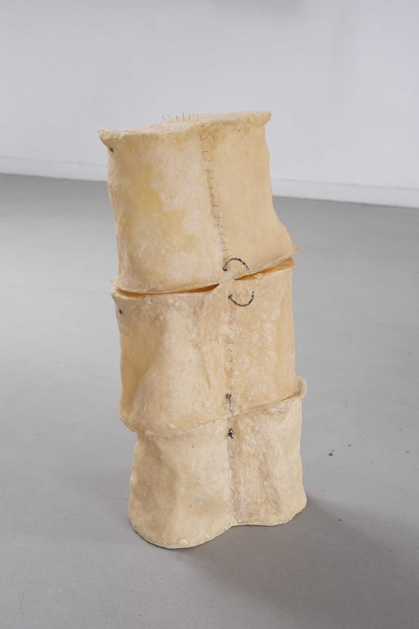 Charlotte Delval, Mœlle, savons de Marseille, eyelets, ring, pewter, 74 x 34 x 18 cm, 2023 (Production Generator 40mcube Self Signal)