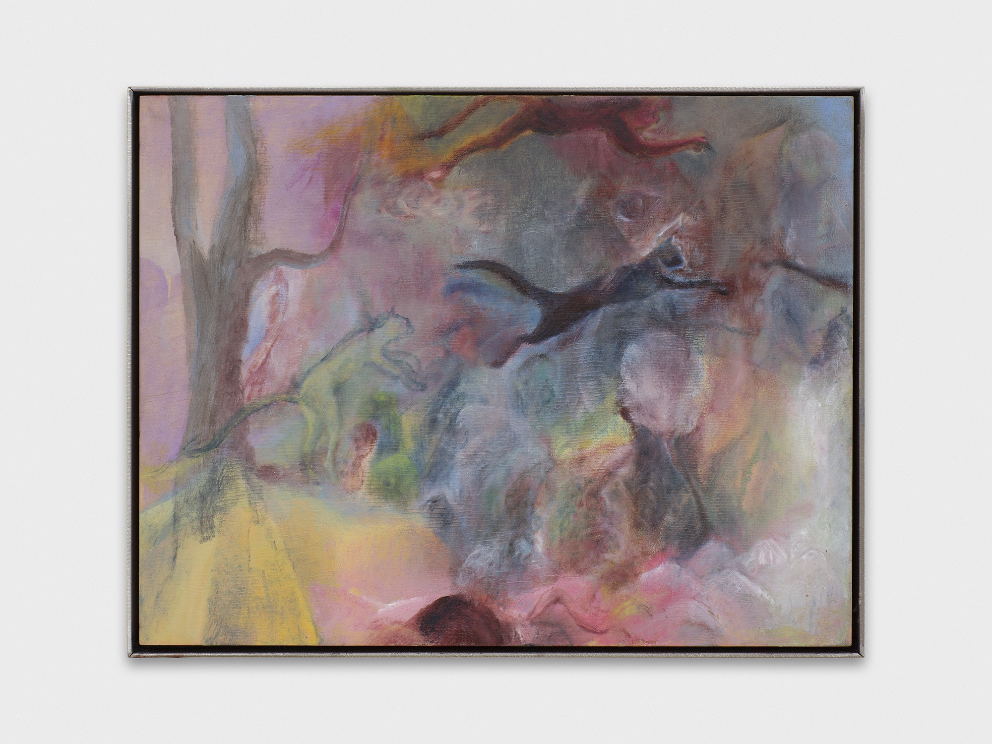 Leonardo Pellicanò, "All of the yarn in the world," 2023 Oil on wood, steel frame 23 x 32 cm