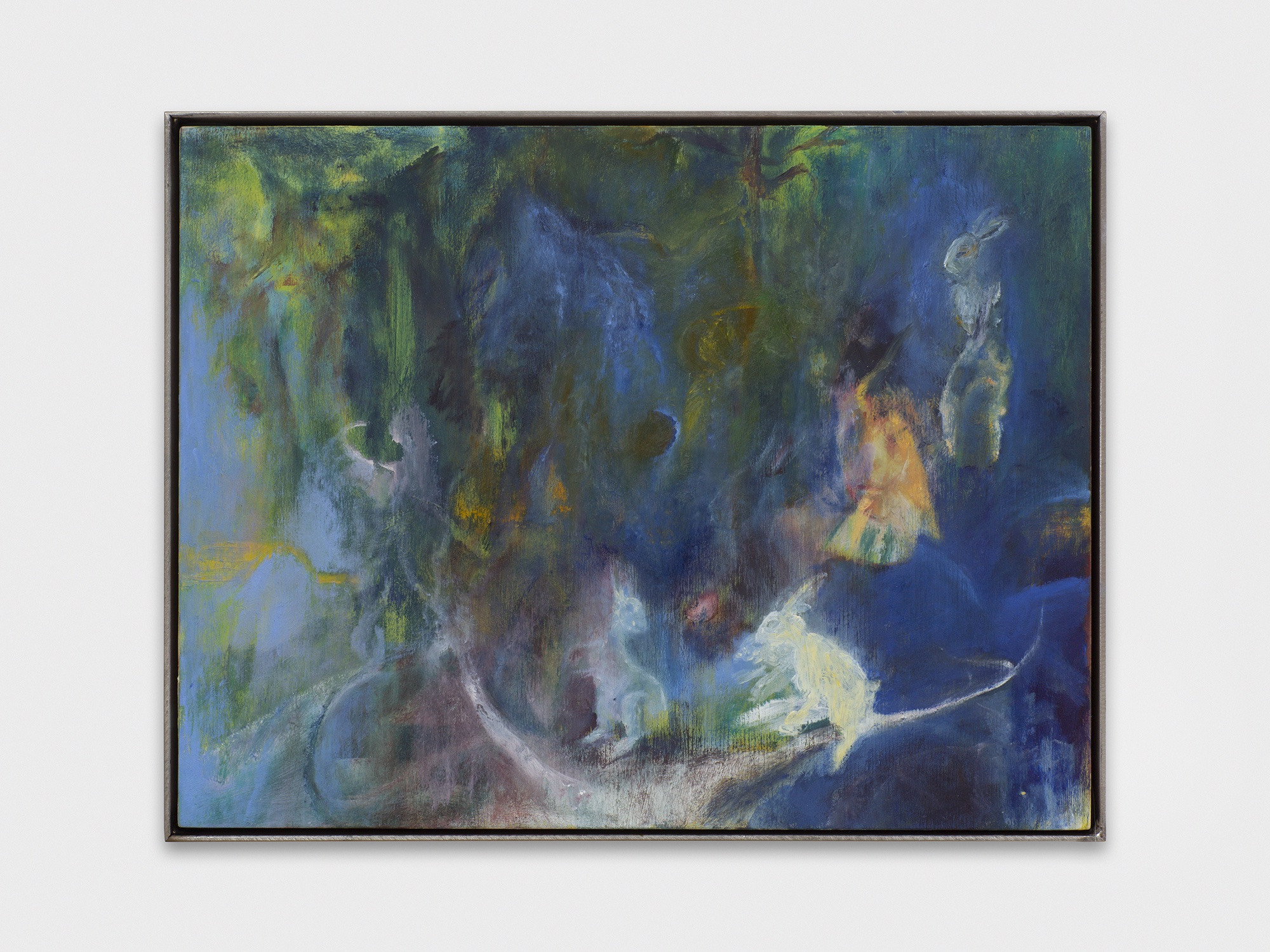 Leonardo Pellicanò, "Every warren leads to a different possibility, eventually we will crawl out," 2023 Oil on wood, steel frame, 24 x 32 cm