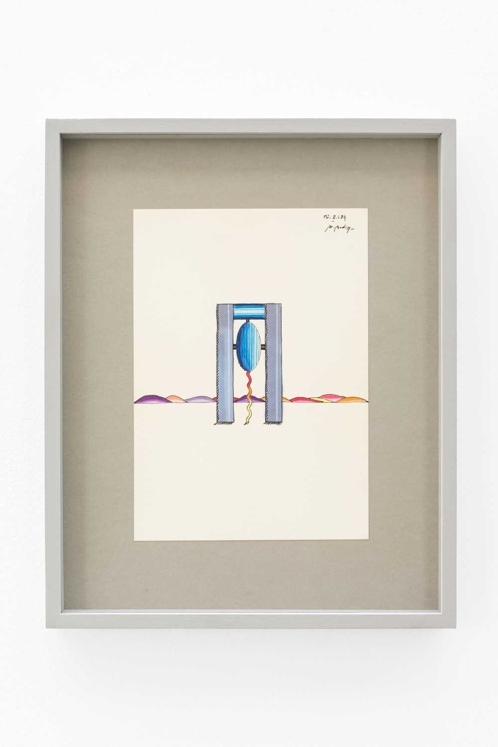 Skyscrapers 3, 1984, Felt pen, colored pencil and watercolor on paper, 24 × 17 cm (framed: 36 × 29 cm). Photo: Martin Argyroglo.