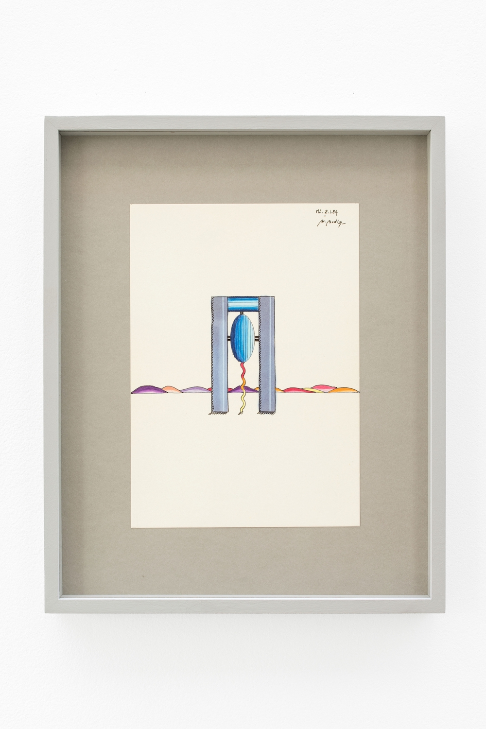 Skyscrapers 3, 1984, Felt pen, colored pencil and watercolor on paper, 24 × 17 cm (framed: 36 × 29 cm). Photo: Martin Argyroglo.