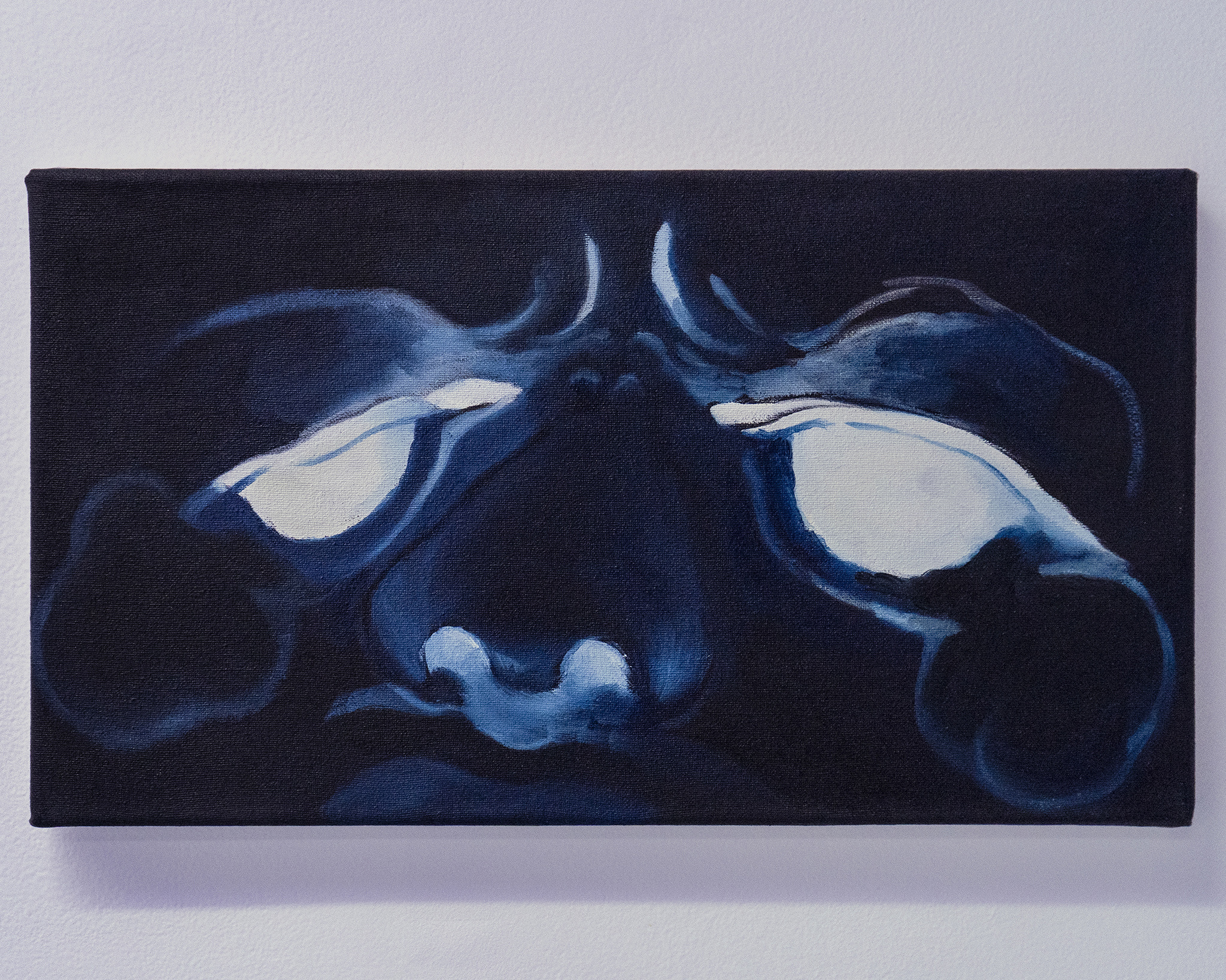 "Do you have any hesitations about my qualifications", 2021, oil on canvas, 25 x 45 cm