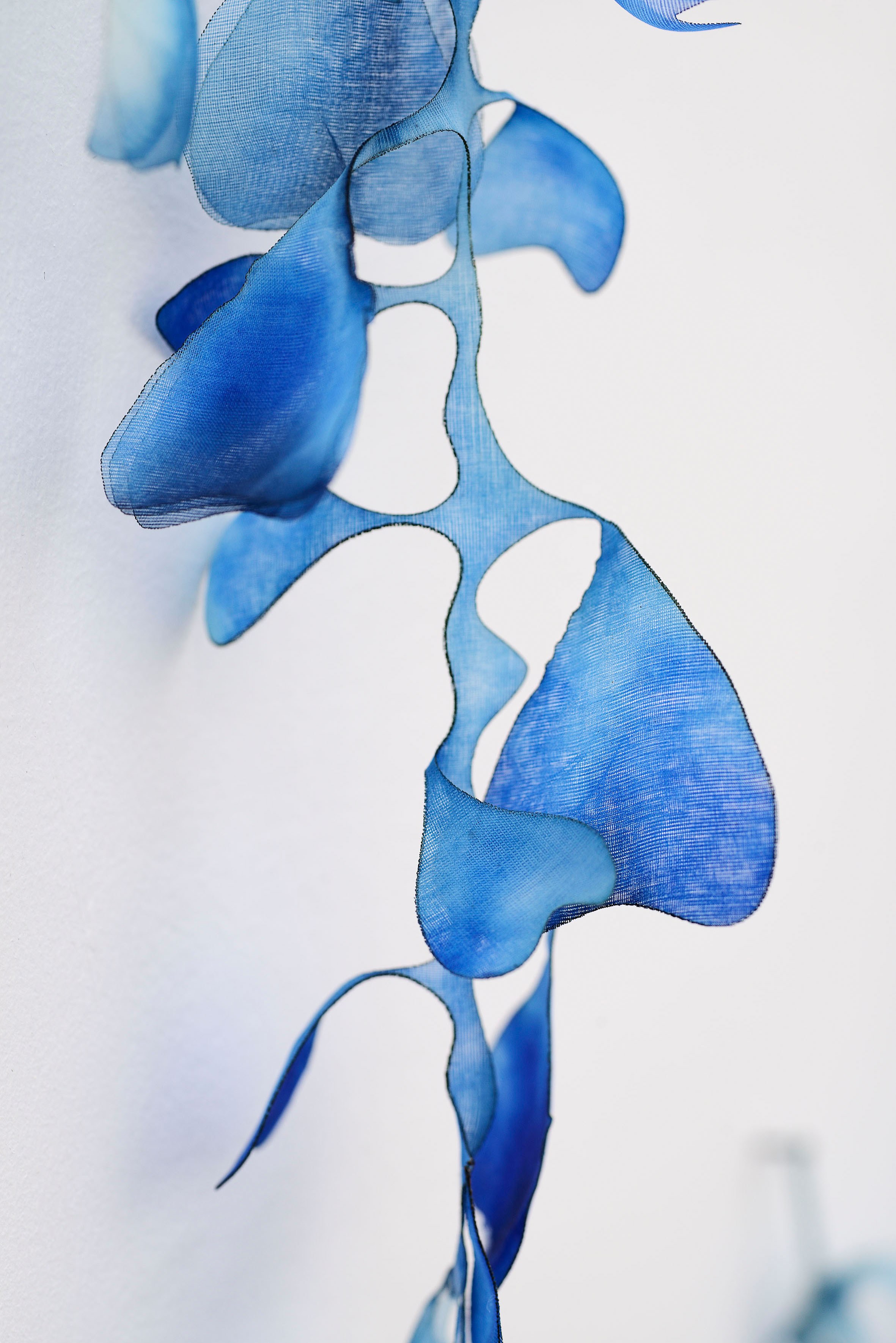 Jacopo Belloni, Blue Dance (detail), 2023, silk, aniline, pigment, 170 x 5 x 120 cm