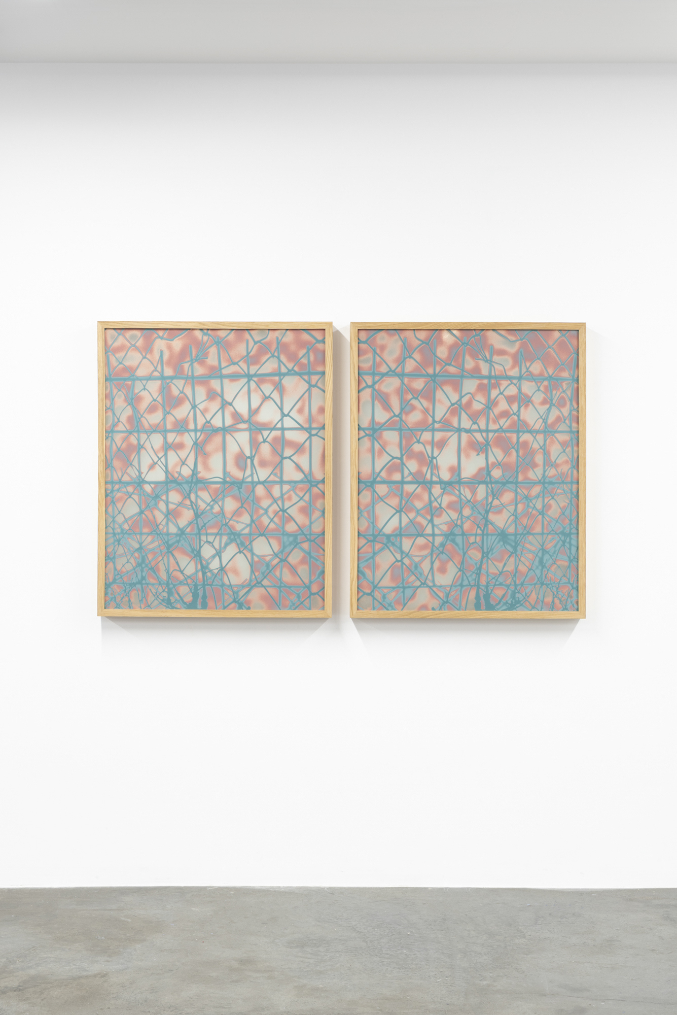14. Clemens Wolf, Remix 12, 2022, Mirror, sandblasted, 97 x 78 x 2 cm (diptych, each), Installation shot, SANATORIUM, Istanbul
