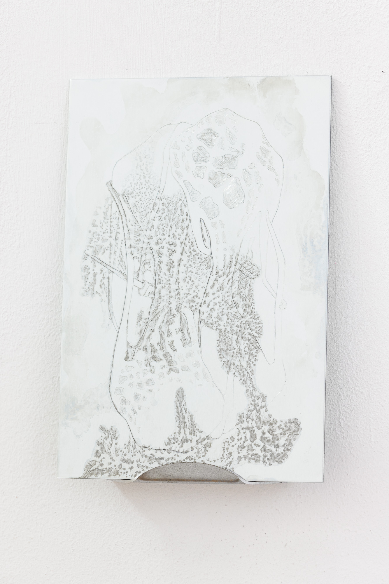 Bianca Phos: Porous shielding, 2022, Drypoint drawing on zinc etching plate, 10 x 15 cm