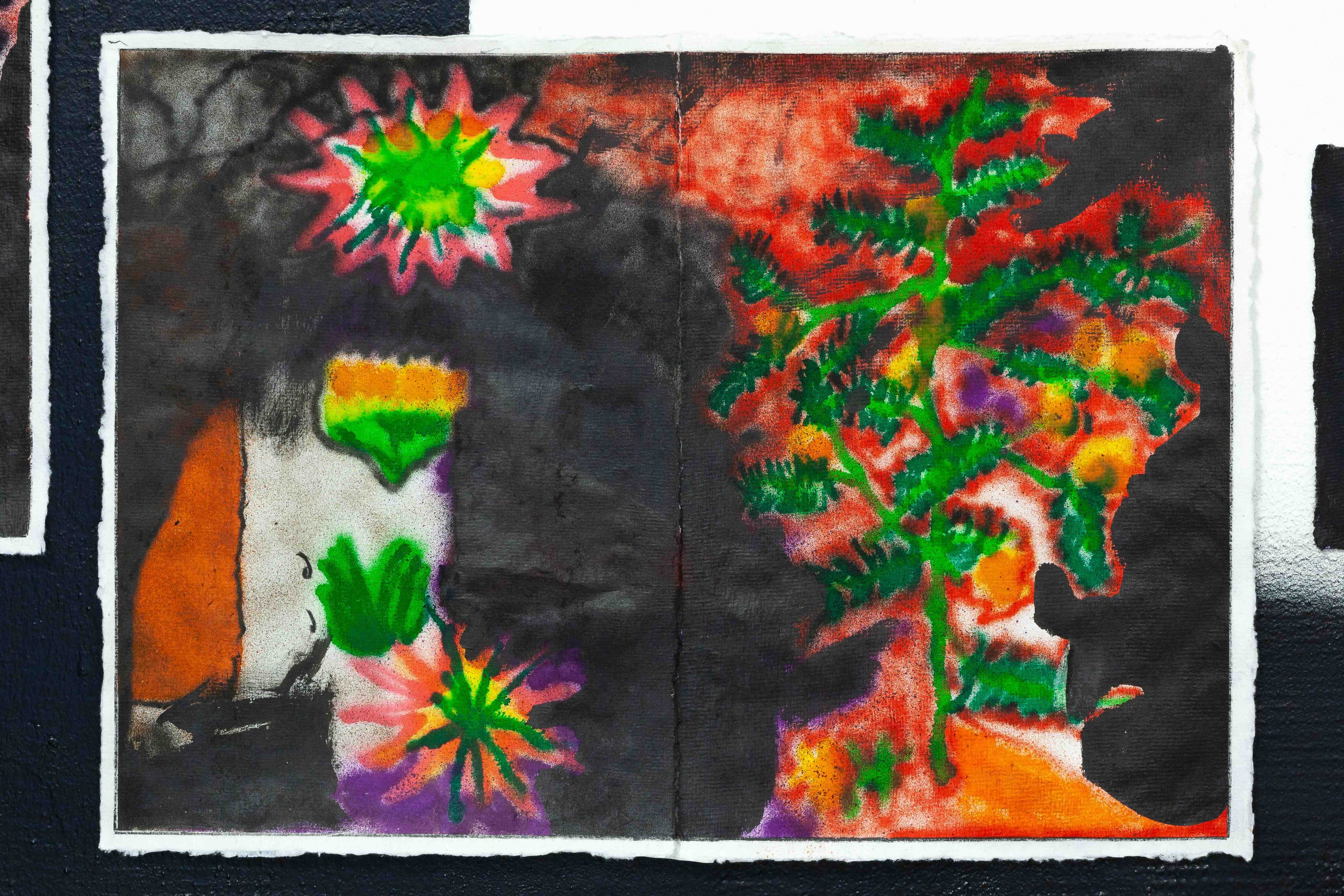14. Marc Lotzmann, Acid rain 1â46, Tusche auf BĂŒtten, 2023, Detail