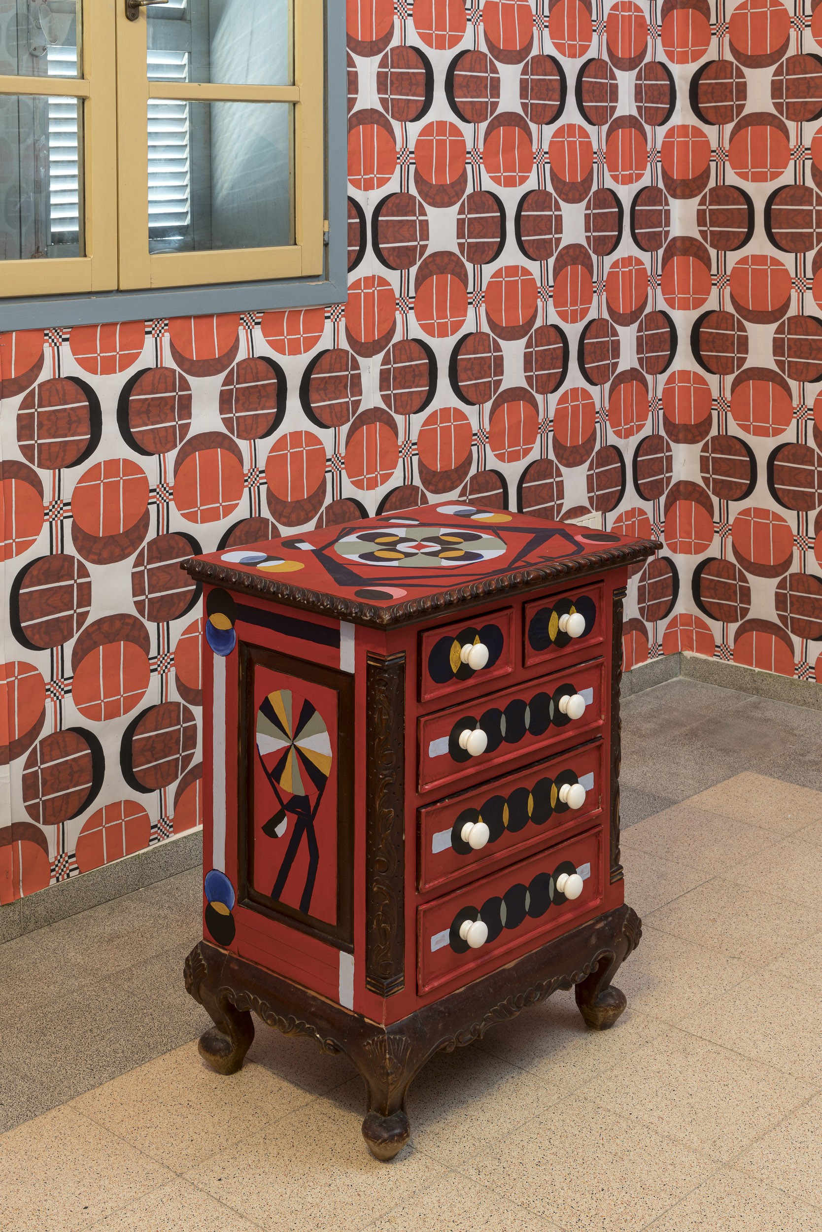 Time Machine, 2022, Acrylic on wooden cupboard, 80X60X40 cm