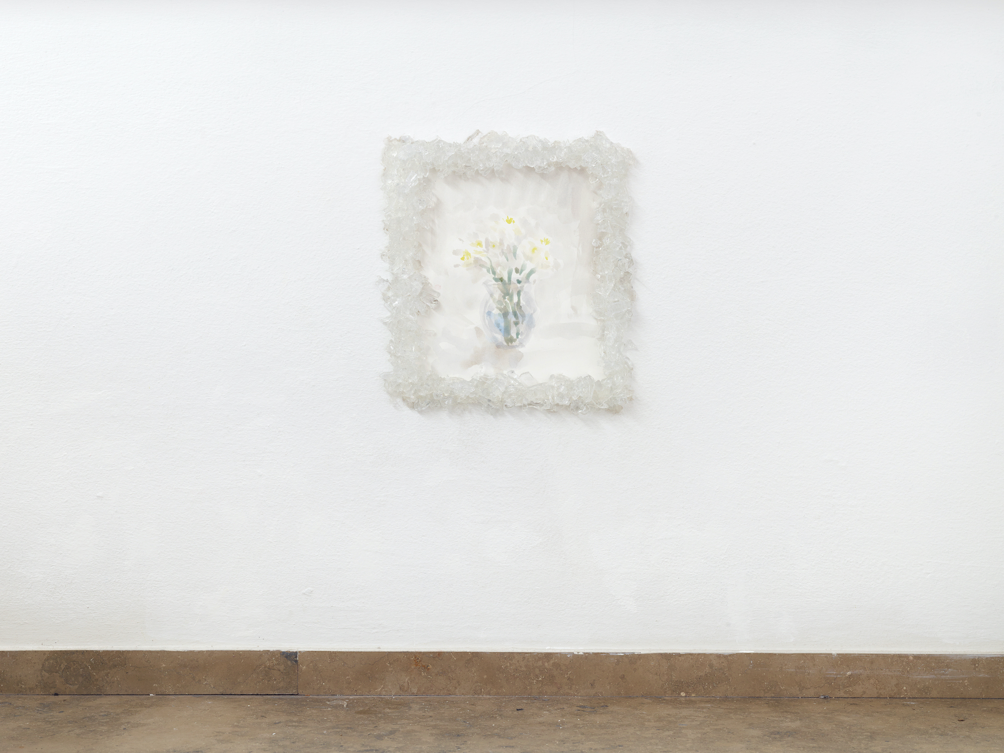 Johanna Ehmke, Alles Liebe, 2022, water color on paper, silicone, glass, installation view, MÉLANGE 2023. Photo Simon Vogel