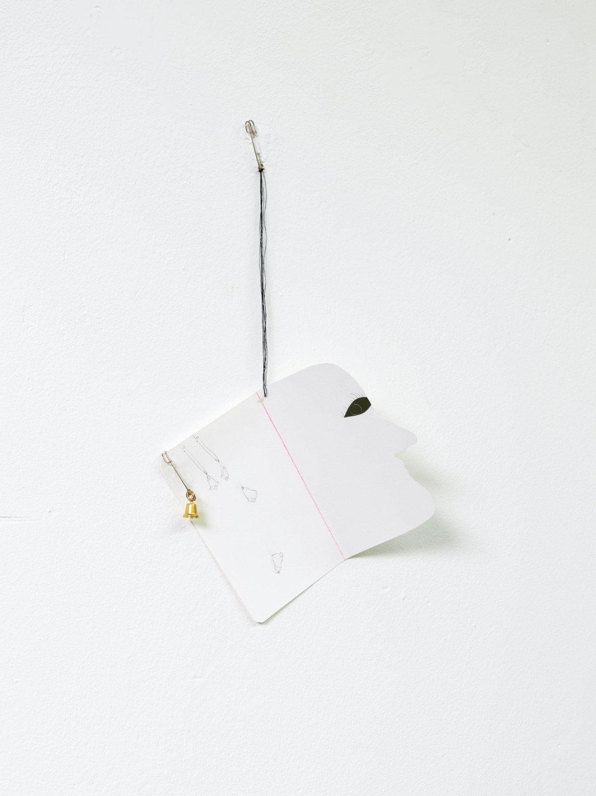 Taemin Lee, Flow, 2023, pancil on paper, mirror, foil, bell, safety pin, thread, installation view, MÉLANGE 2023. Photo Simon Vogel