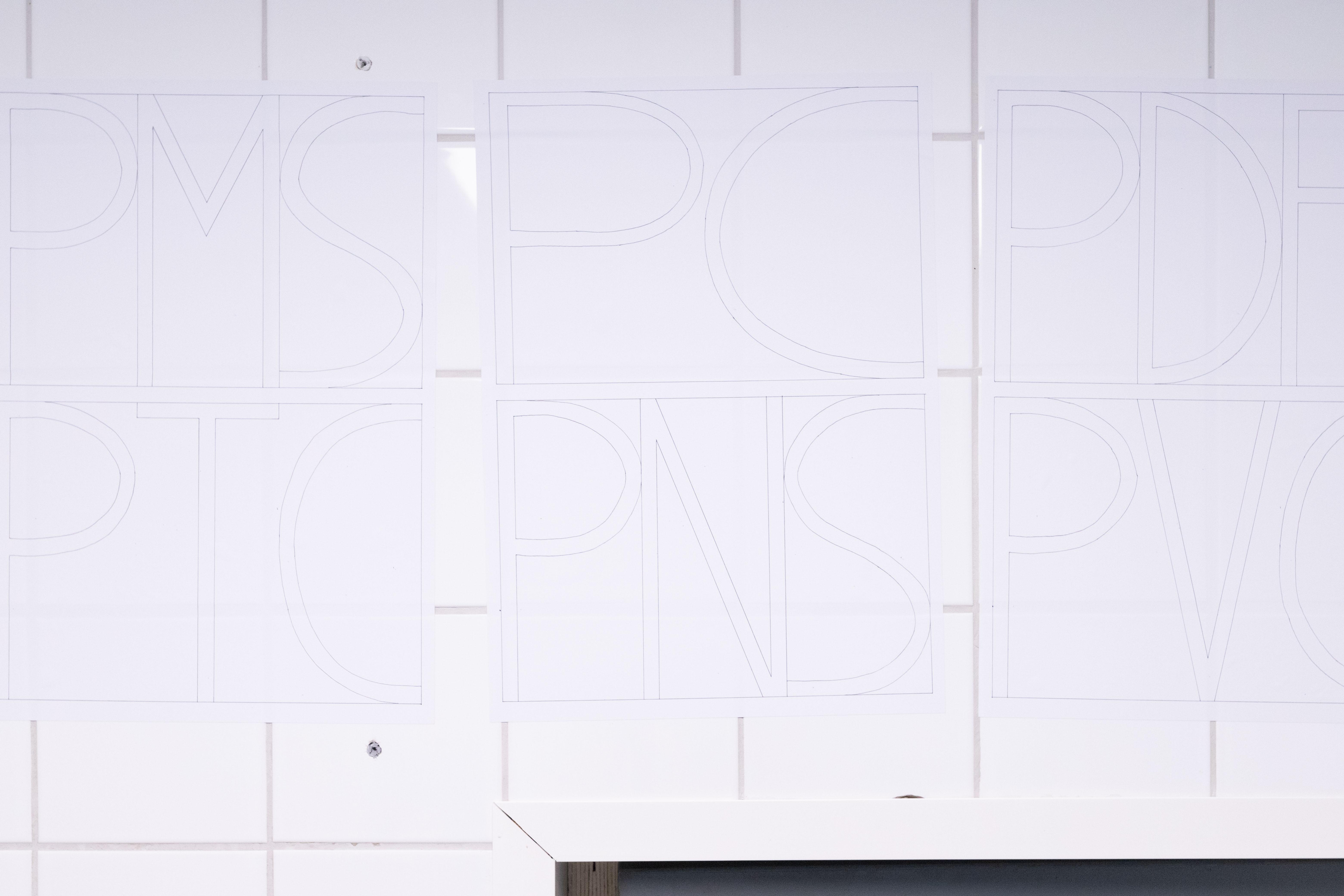 Pitted Dates: FOR SOMETHING TO BE FILLED, Emese Veszely: "P" for Passion, print on matte vinyl, 6 x 297x420mm, 2023