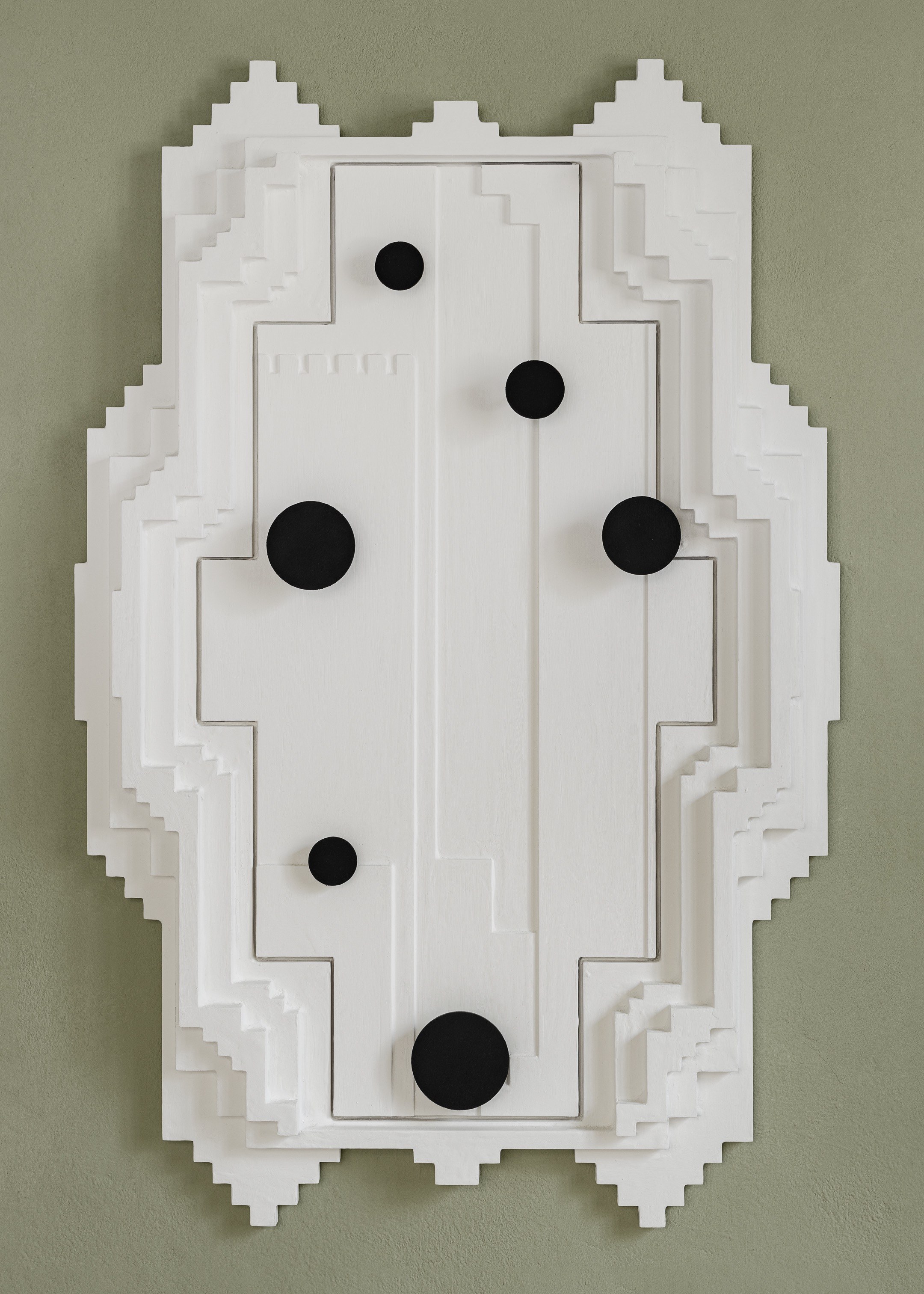 Tai Shani, The Neon Hieroglyph: Astrolatrous Communes, 2022, Bas relief: MDF, Jesmonite, flock, paint, 80x120x6 cm Courtesy: The Artist, Clima, Milan and Gathering, London