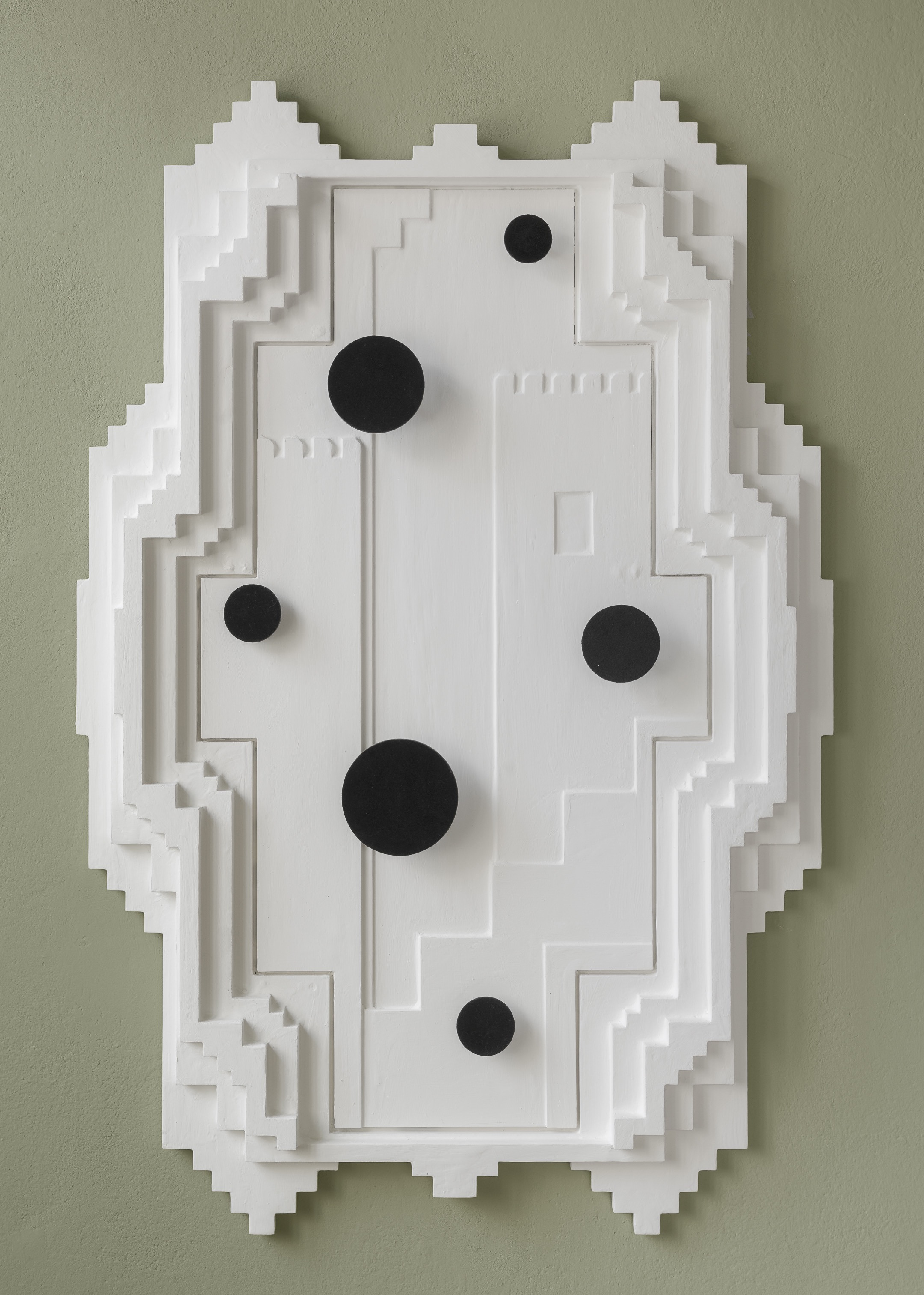 Tai Shani, The Neon Hieroglyph: Astrolatrous Communes, 2022, Bas relief: MDF, Jesmonite, flock, paint, 80x120x6 cm Courtesy: The Artist, Clima, Milan and Gathering, London