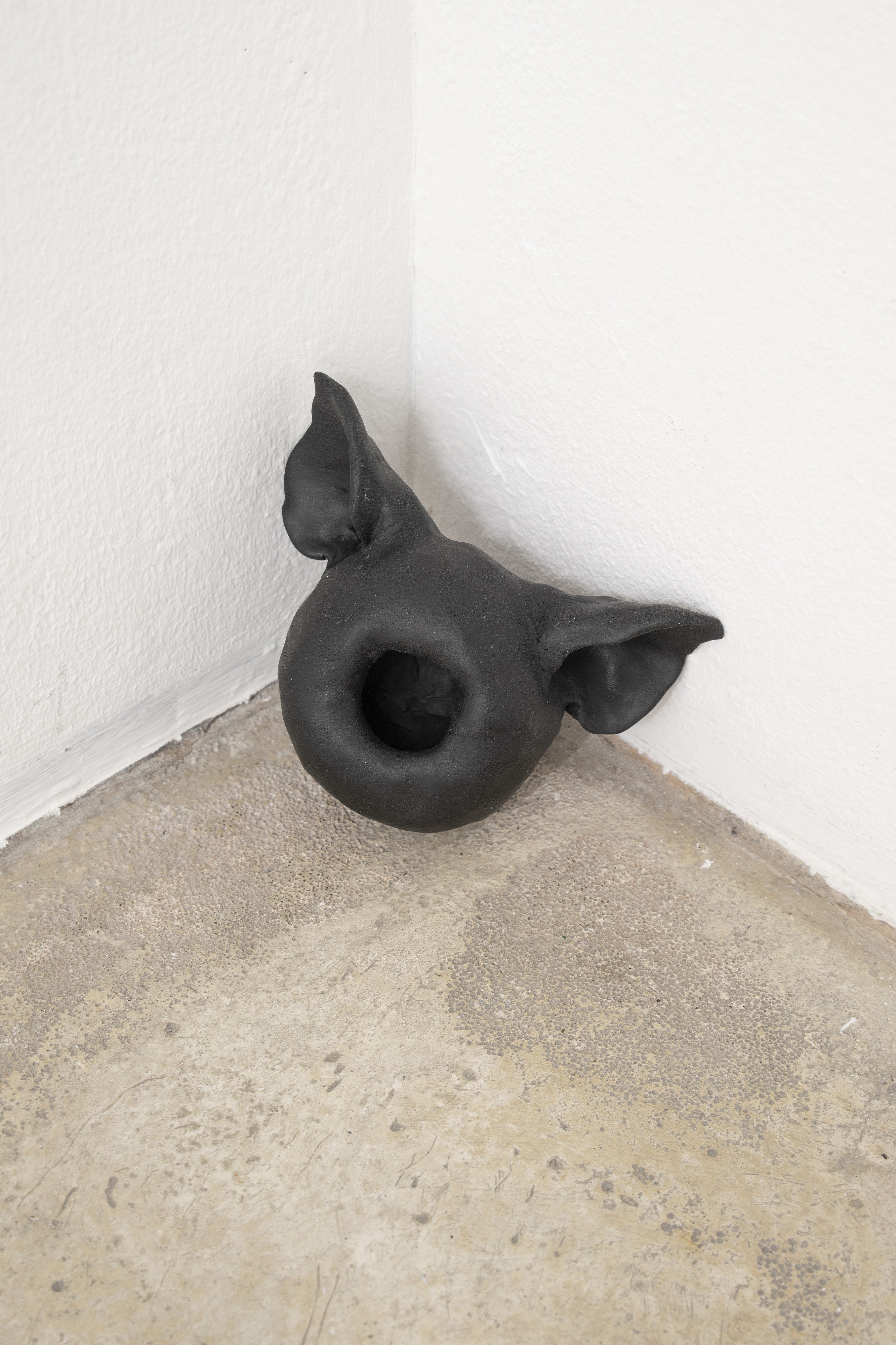 black as coal, pig and hole by Elektra Stampoulou, fimo, 10x12x11cm, 2023