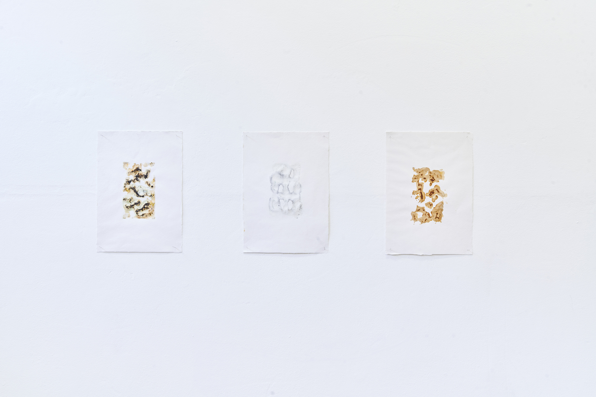 Julia Emslander: Fe (OH), v.2.1-v.2.3, rust on paper, 2023