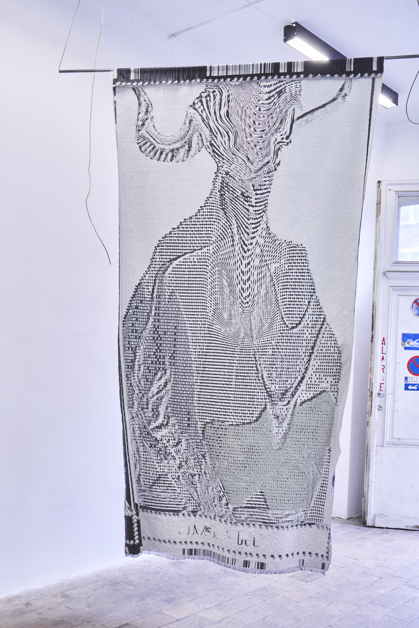 Maximilian Haja: The (double face) Devil, Nylon, Polycarbonate Chenille, 150x300cm, 2022 