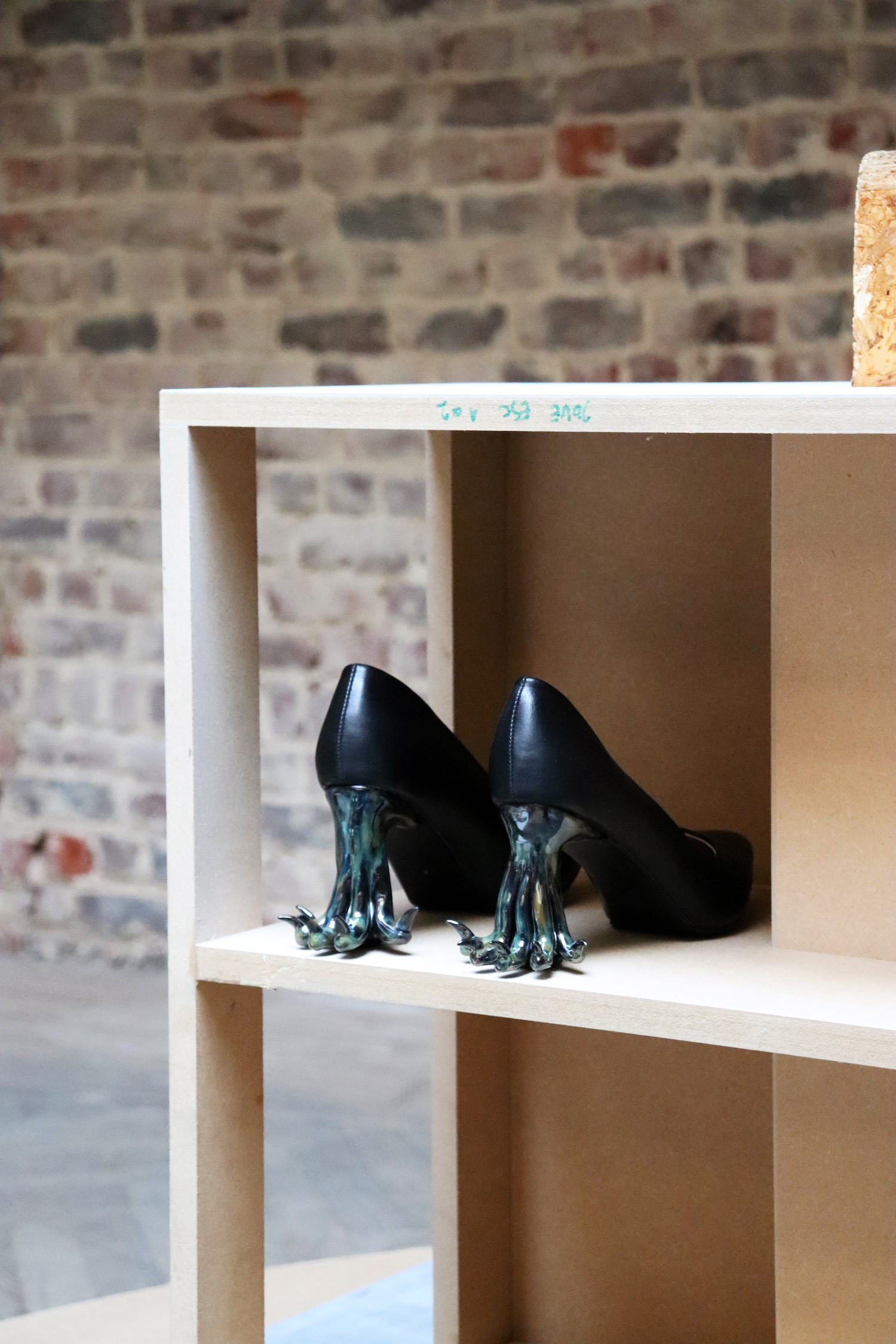 Naomi Gilon, Shoes for «La Femme en fourrure», sandstone heeled shoes , 18 size EU 38, 2021