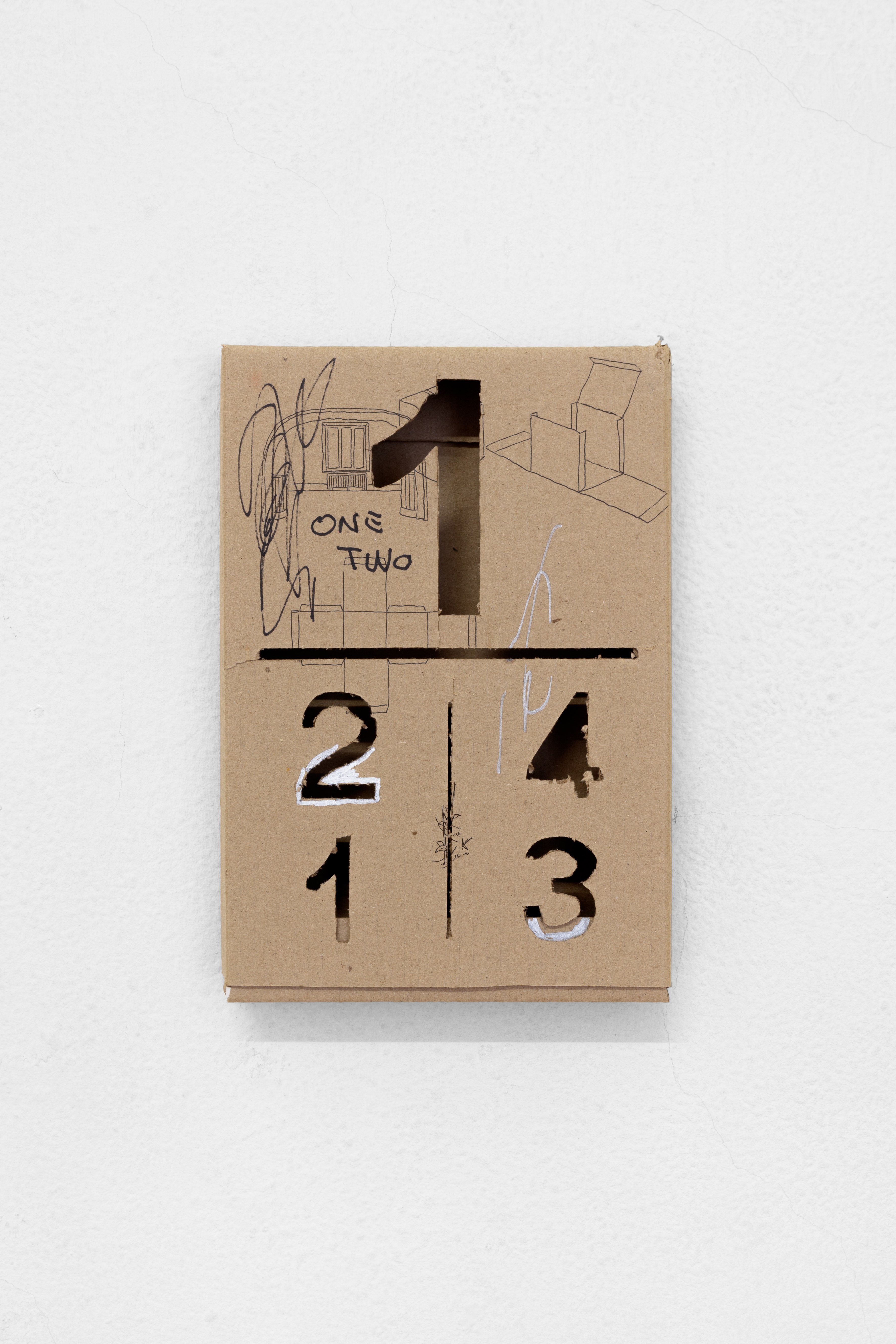 âOne, twoâ, 2022, gel pen, marker, paint marker, cardboard, 21,5 x 30,5 x 4 cm
