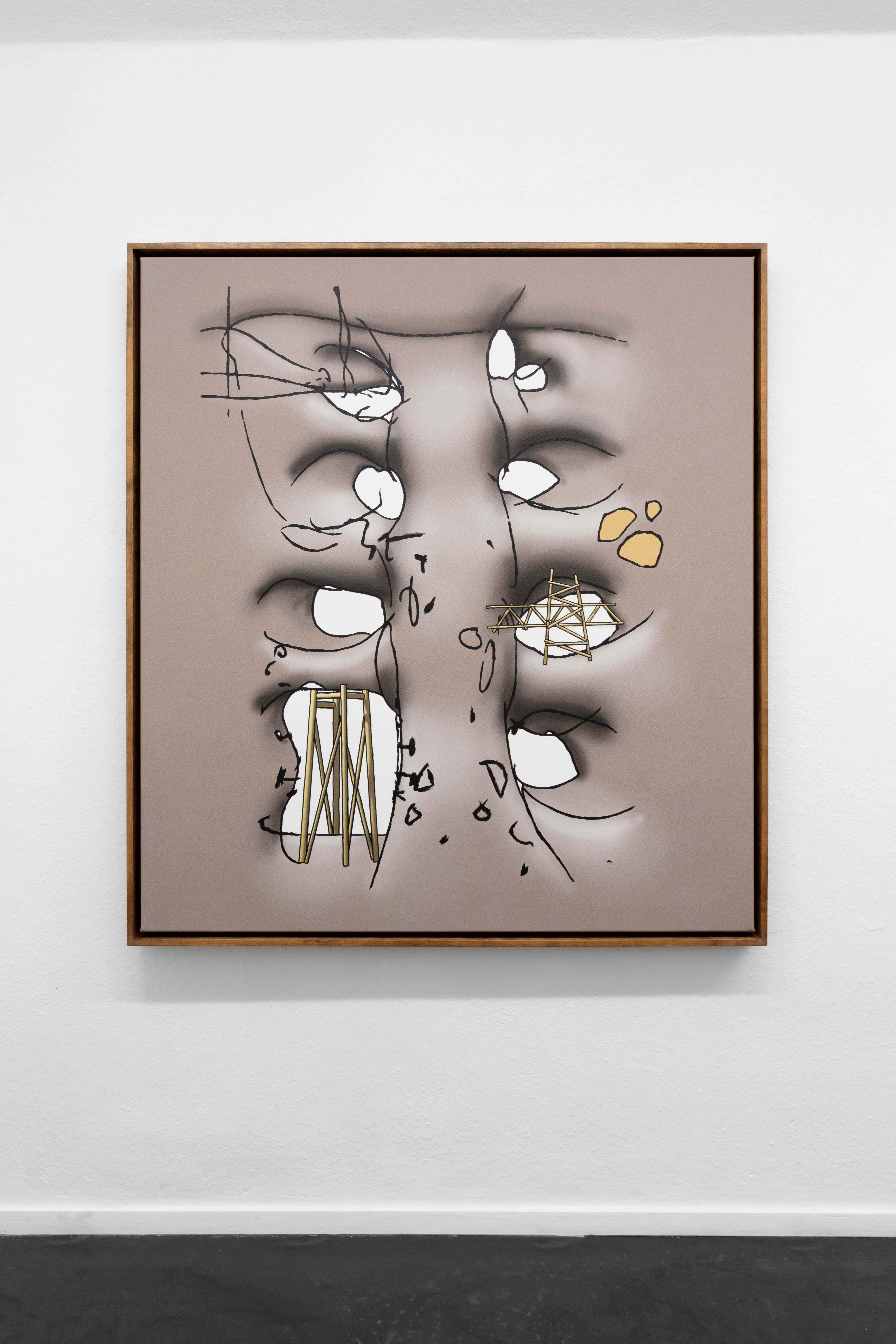 Richard Nikl, Underground Health, 2023, Acrylic, ink and varnish on canvas, 110cm x 100cm