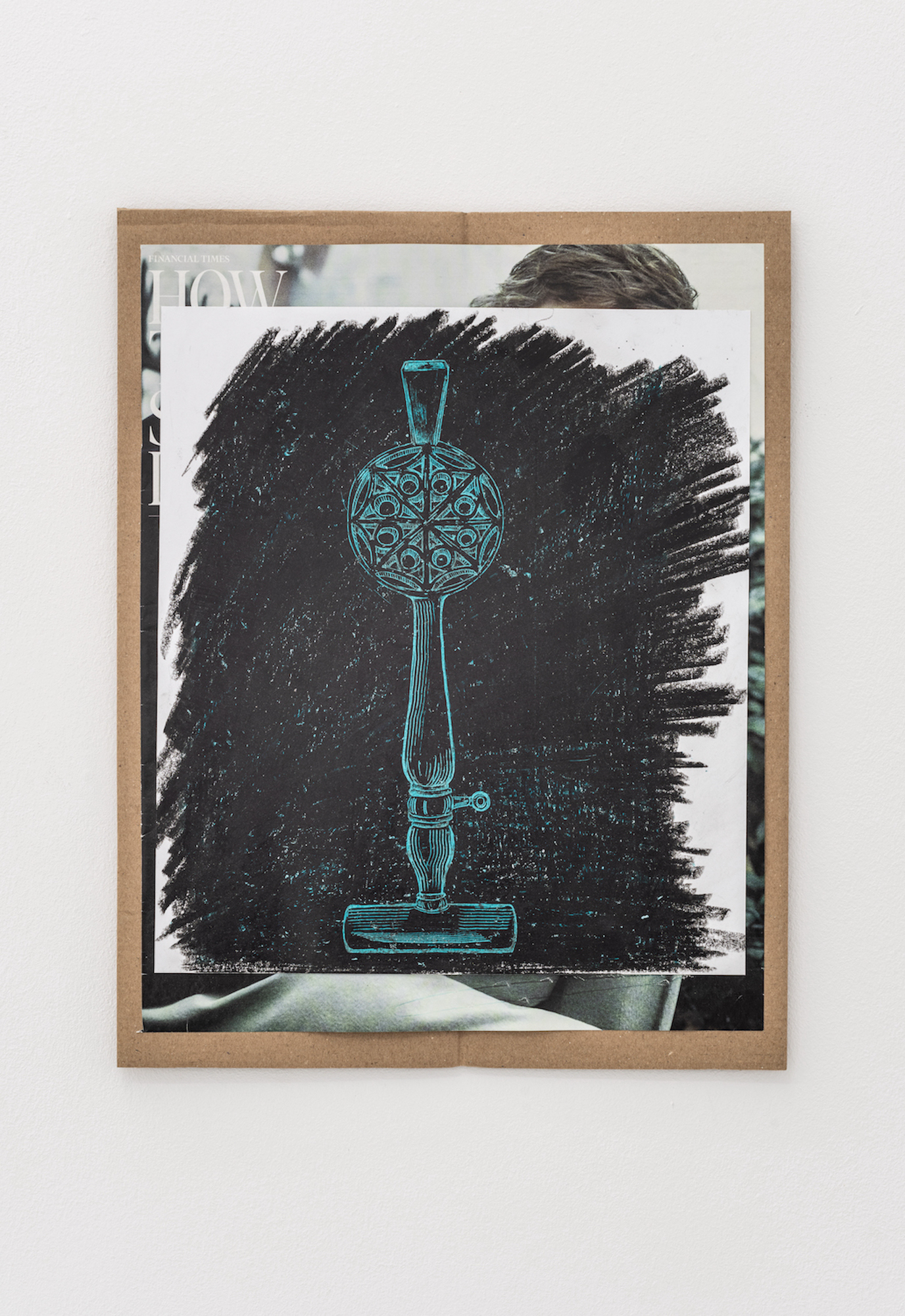 Alyce Ford, Blue, wax drawing collage, 38 x 30 cm, 2022