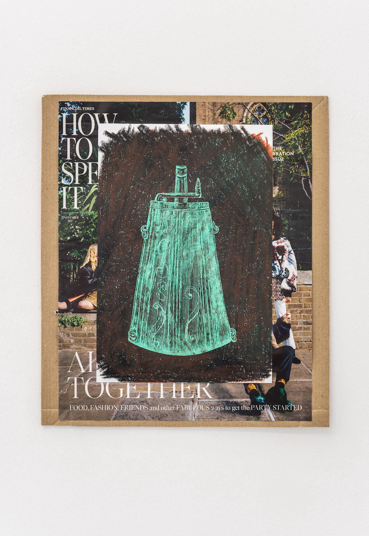 Alyce Ford, Green, wax drawing collage, 36 x 31,5 cm, 2022