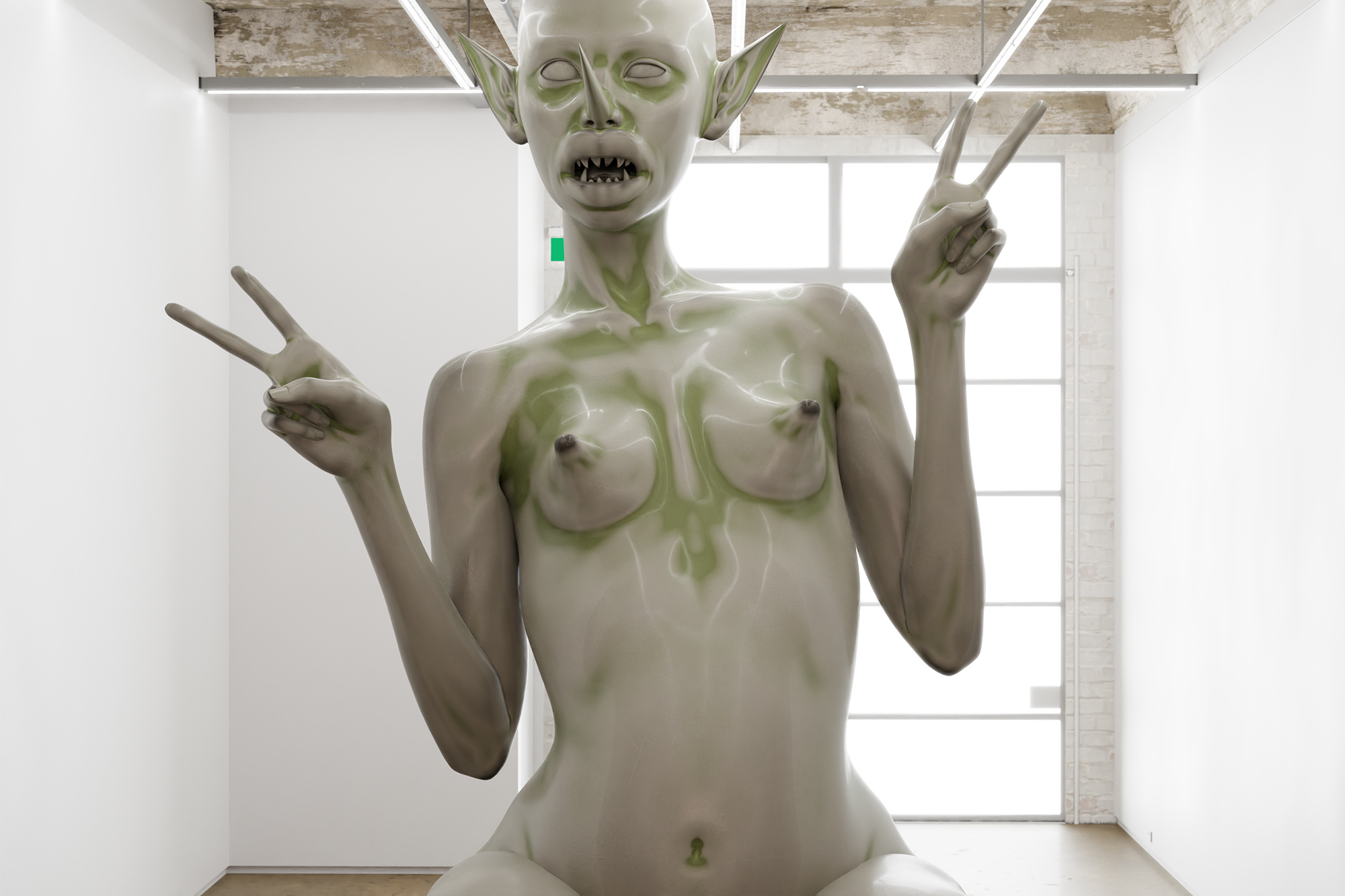 Travis John Ficarra, Chocolate Goblin, 2023, steel, fibreglass, automotive paint, clearcoat, 3.02 metre x 3.9 metre x 2.85 metre