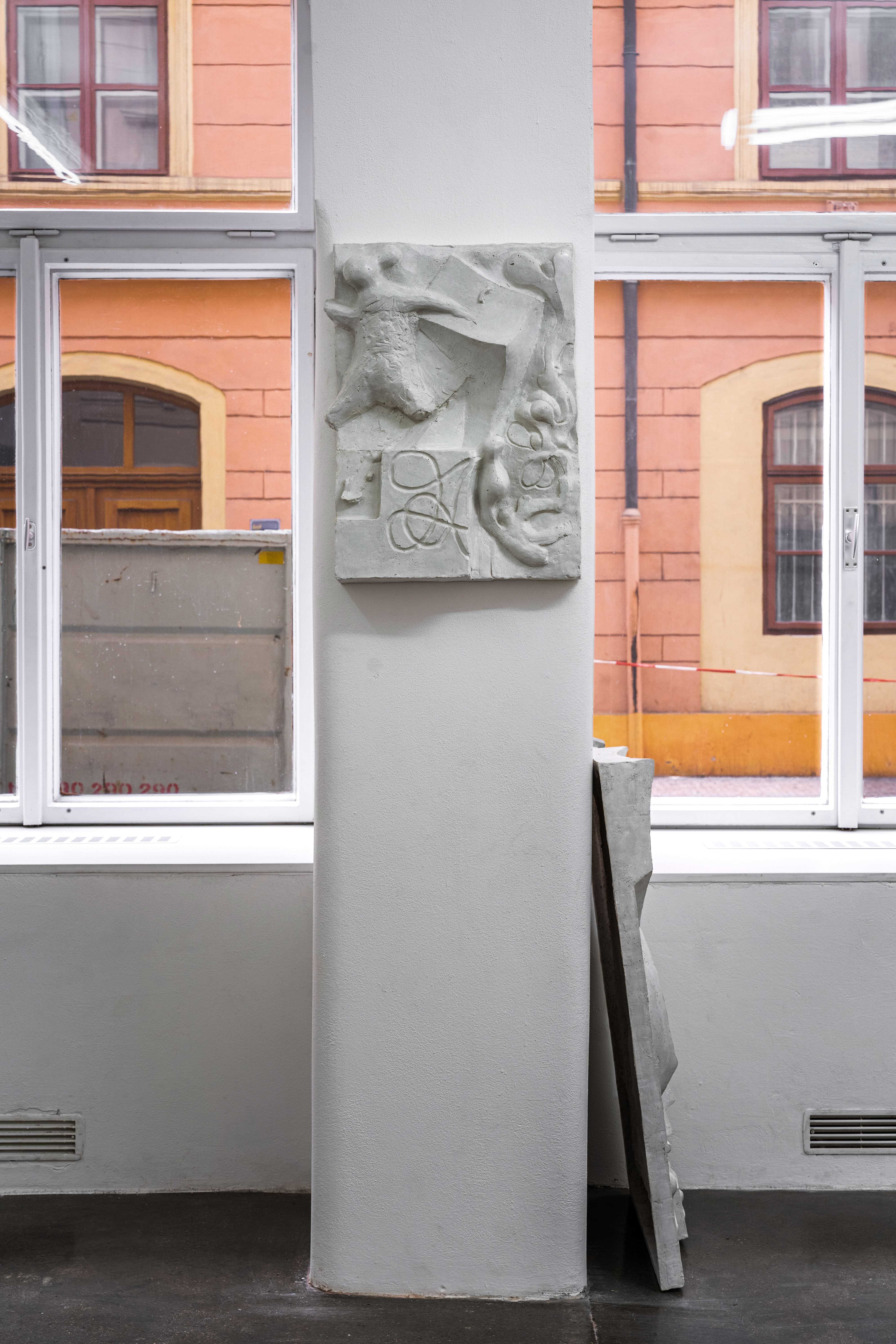 Wooden particle poem, Concrete, 58 x 41 cm, 2022