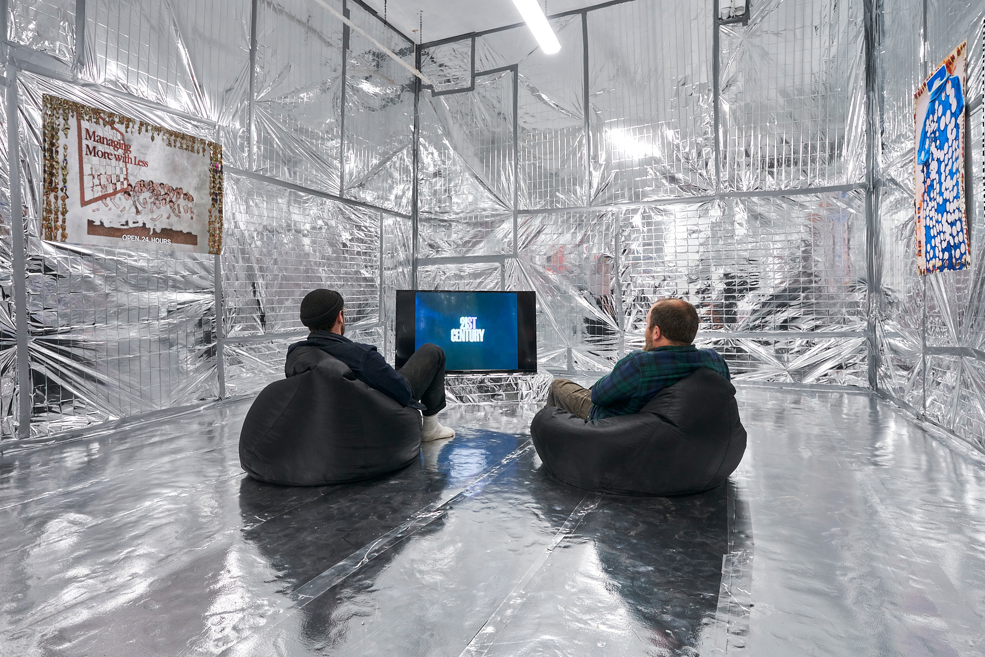 Duncan Poulton & Nick Smith, 'Y2K' (2023), single-channel digital video. Install view at Division of Labour, Salford, 2023. Photo by Rob Battersby