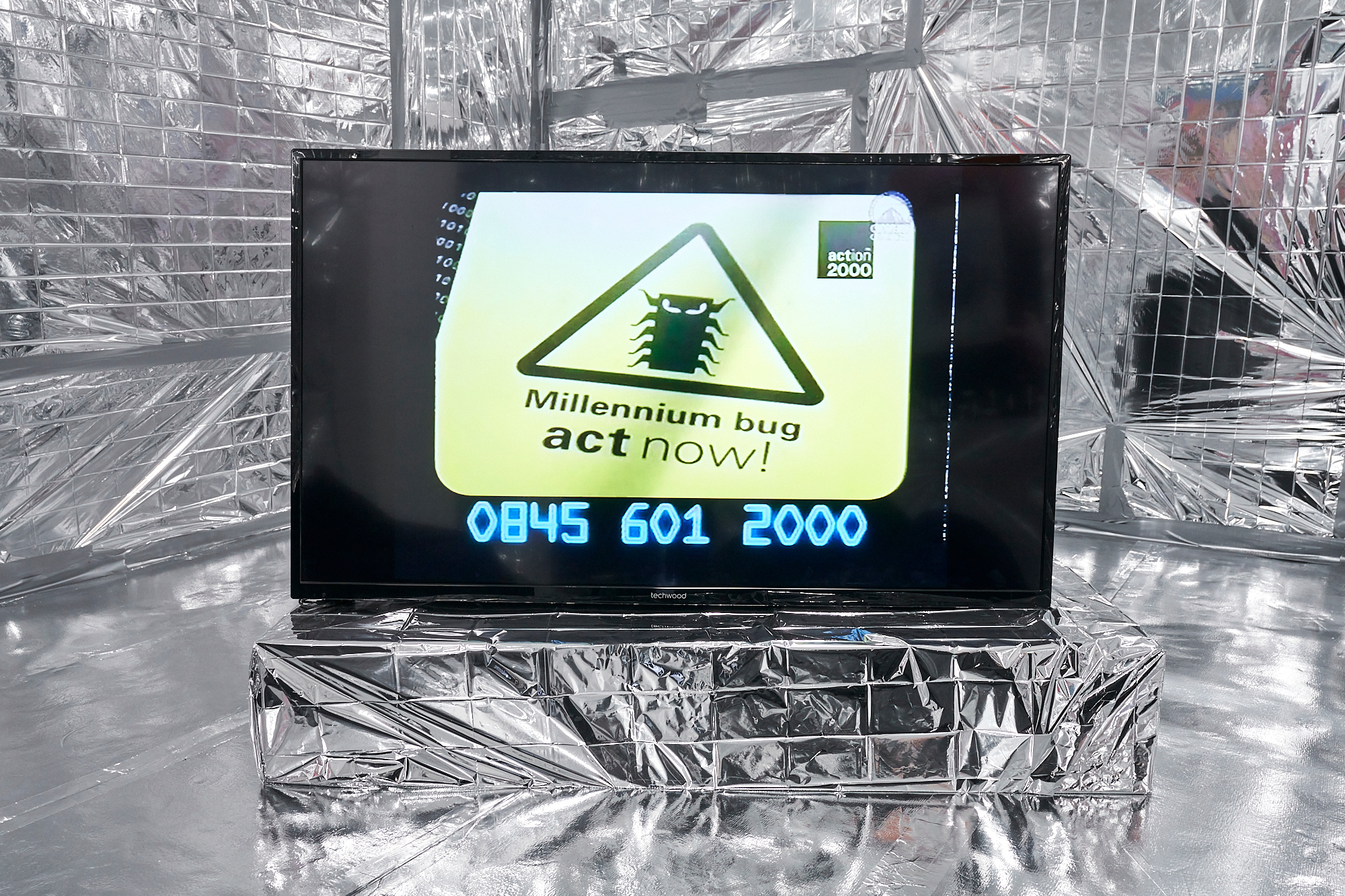 Duncan Poulton & Nick Smith, 'Y2K' (2023), single-channel digital video. Install view at Division of Labour, Salford, 2023. Photo by Rob Battersby