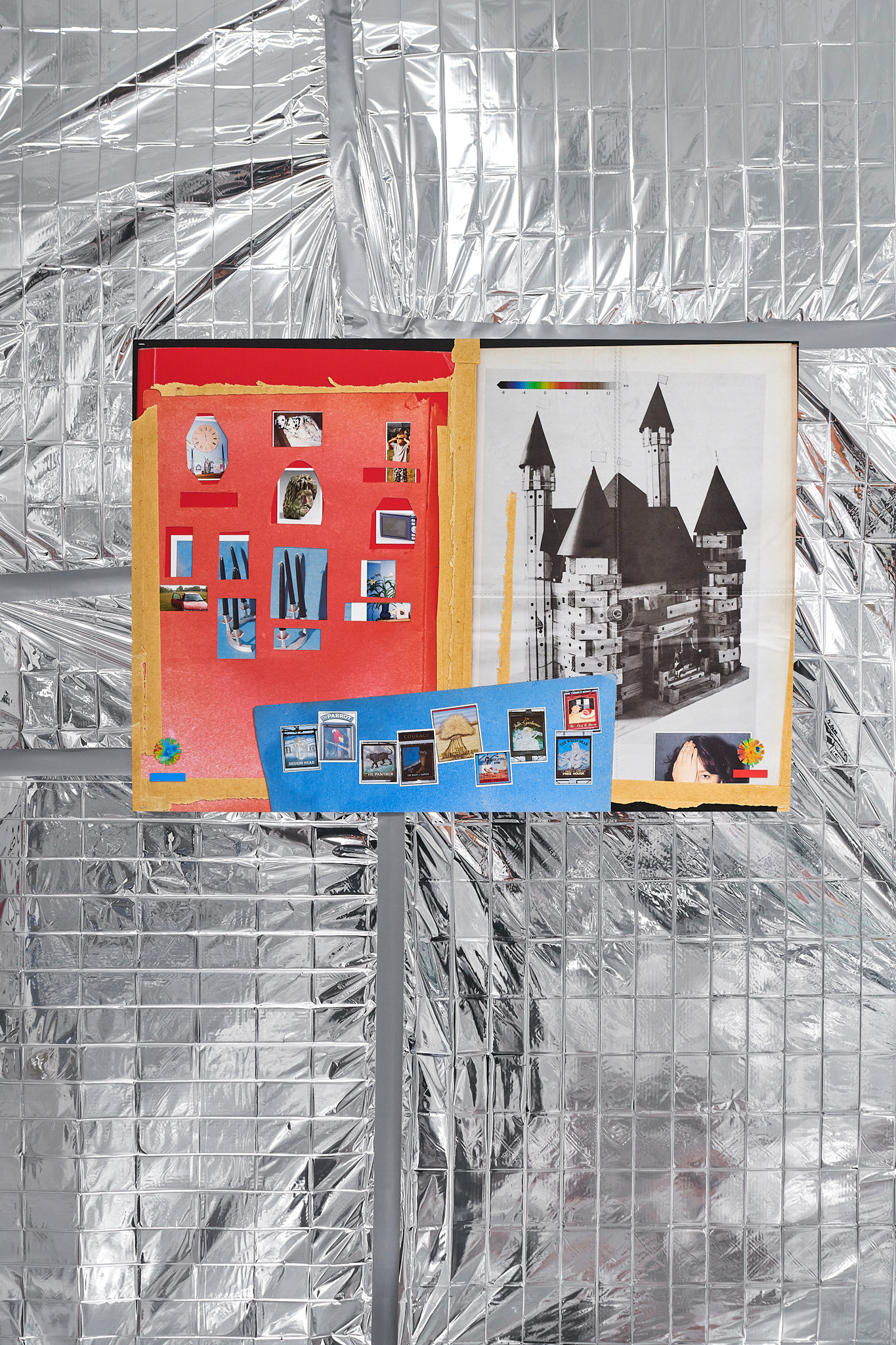 Duncan Poulton, 'What's the point of getting old?' (2023), digital collage print on archival paper. Install view at Division of Labour, Salford, 2023. Photo by Rob Battersby