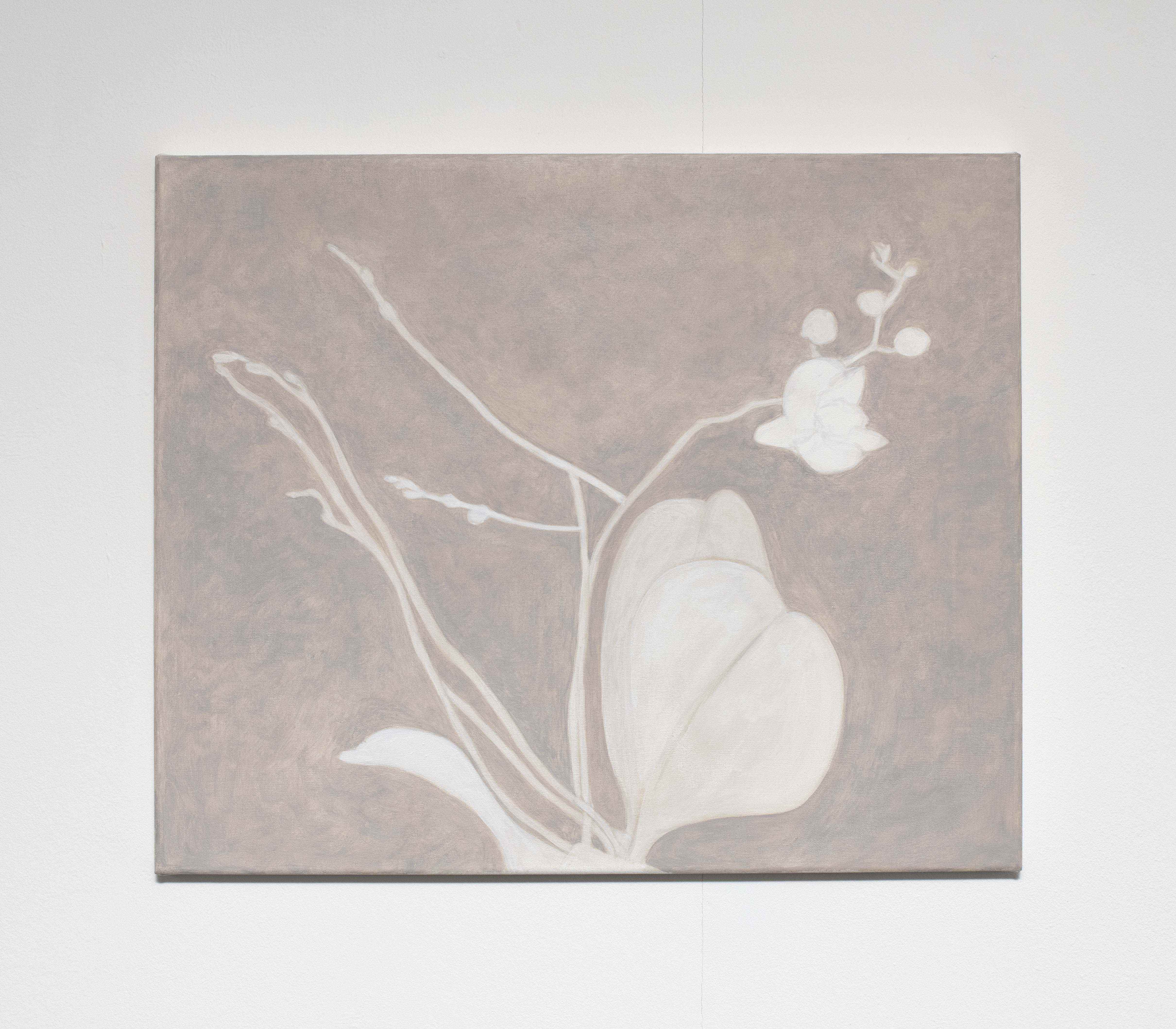 Melanie Akeret, Dekorationsmalerei (Grau), 2022, Acrylic and oil on canvas, 50 x 60 cm