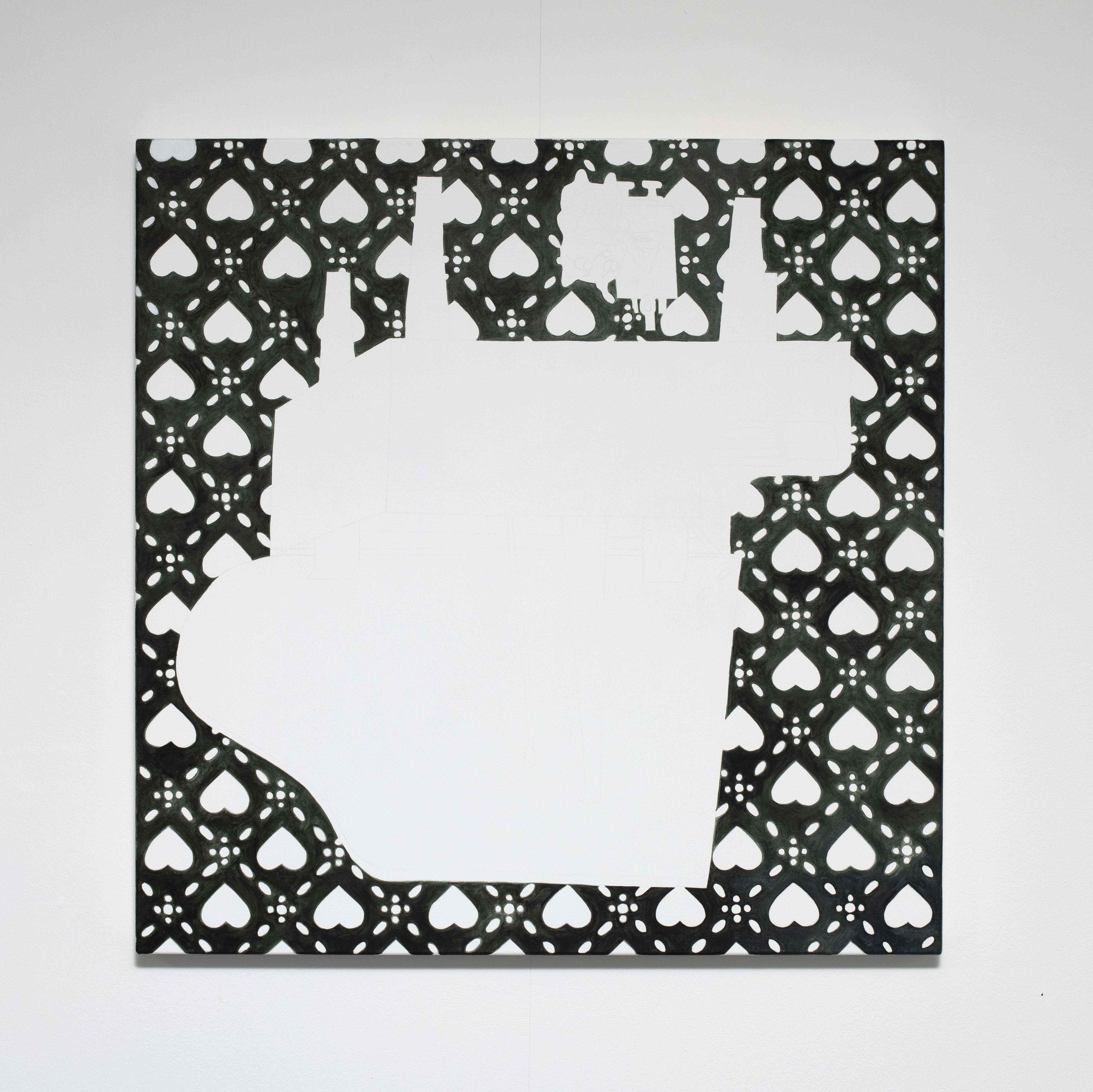 Melanie Akeret, Girls at the Piano, 2023, Acrylic, oil and colored pencil on canvas, 95 x 95 cm