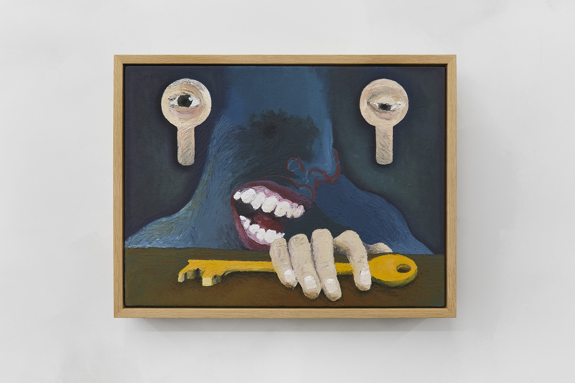 Astrophobie - Und ihre Augen sind zwei Sterne, 2023 Oil and cold wax on canvas on board 42.8 x 55.6 x 7 cm