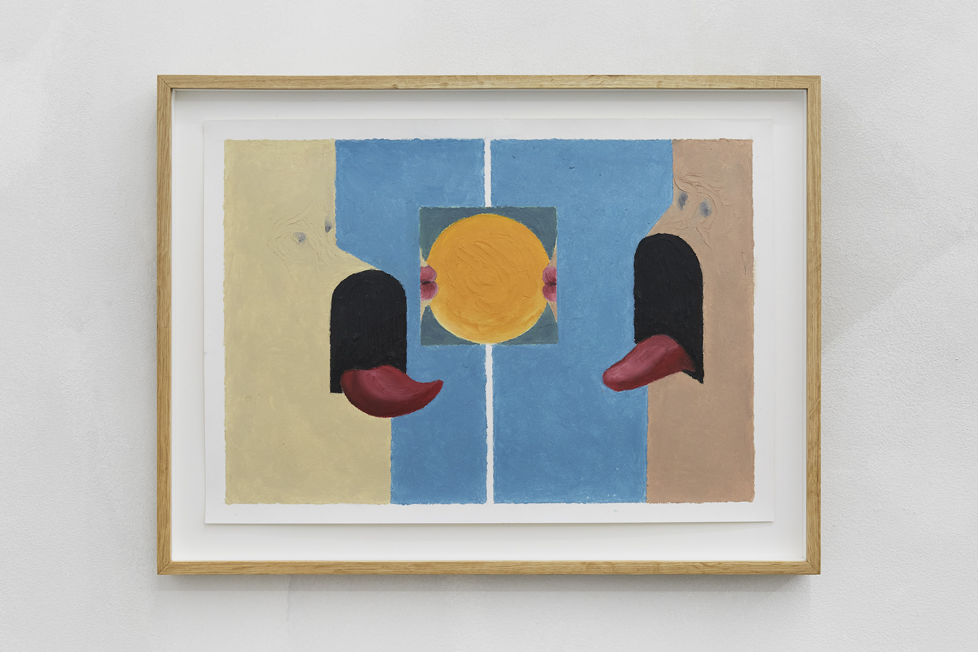 Schmecken die Luft zwischen uns, 2023 Oil and cold wax on primed paper 36.3 x 48.3 x 3.3 cm
