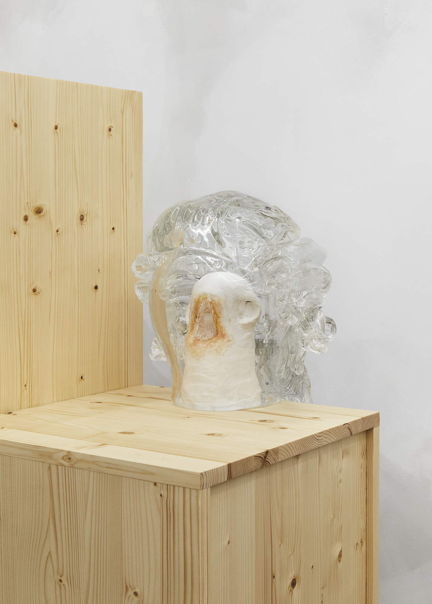 Jonald Dudd nÂ°2 â€˜Stuhl/Zeugeâ€™, 2015-2023 Wood, Murano blown glass, plaster 135 x 49 x 40 cm